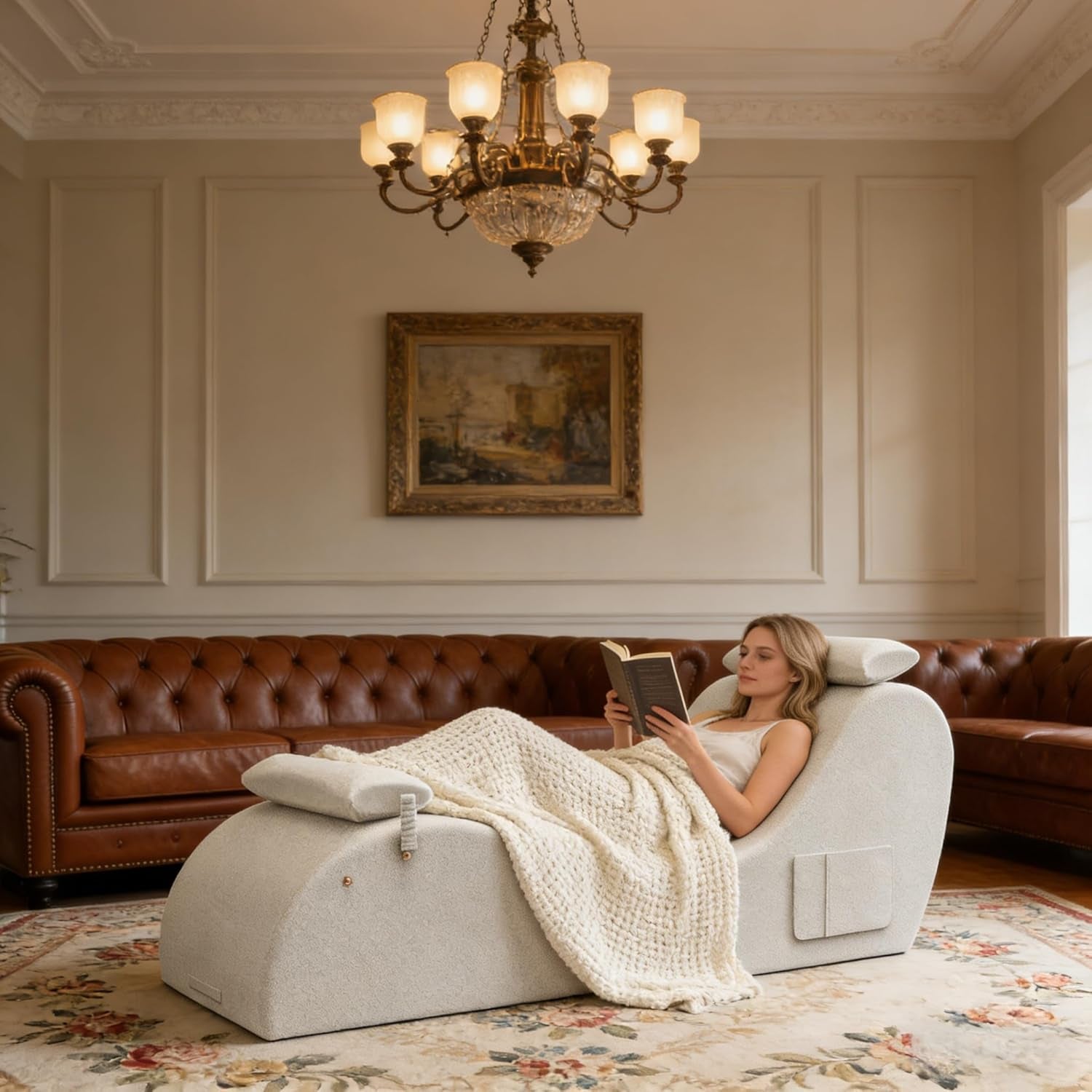 IvoryArc Light Beige Sex Chaise Lounge Chair