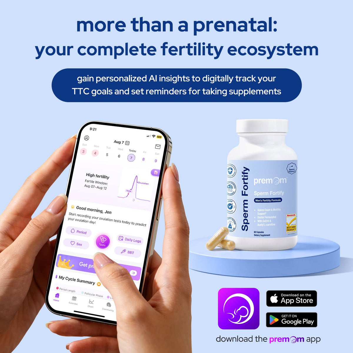 Premom Sperm Fortify Male Fertility Supplement with KSM-66
