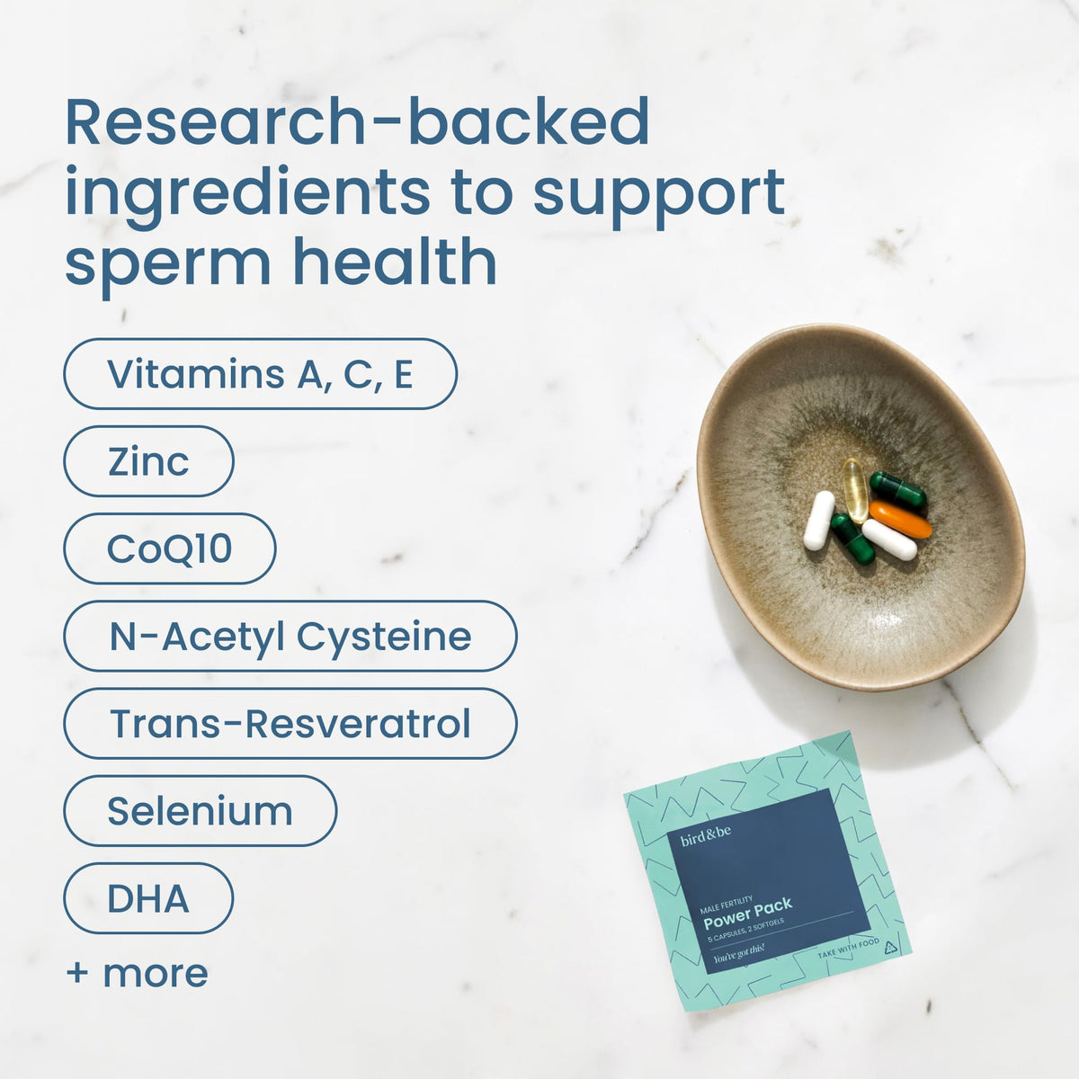 Male Fertility Supplement Daily Vitamin Packs | bird&be