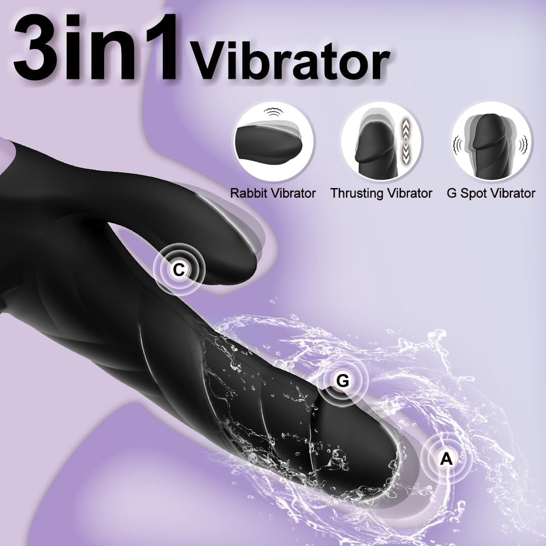 DeepRhythm Thrusting Rabbit Dildo Vibrator – 9 Thrust & 9 Vibrate
