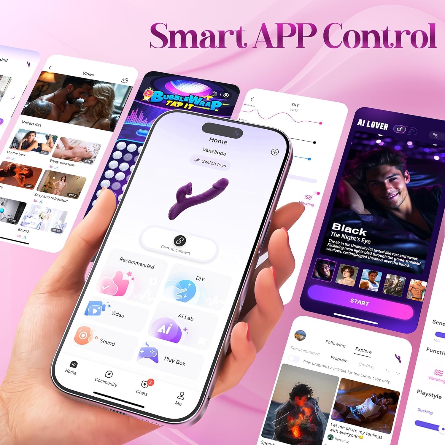 OraLuxe AI Sync Suction Rabbit Vibrator G-Spot Dildo