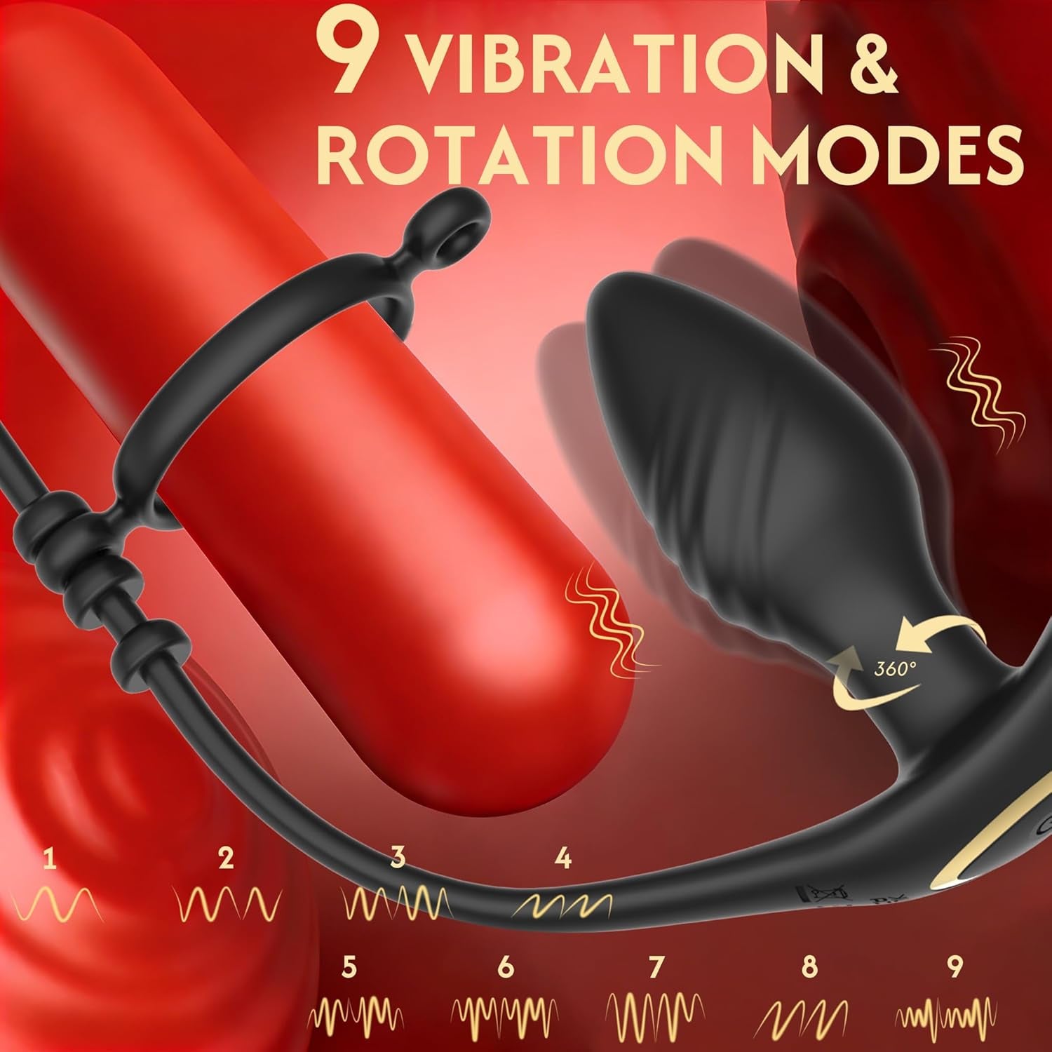 VortexKing Rotating Prostate Massager Cock Ring App + Remote | 9 Modes