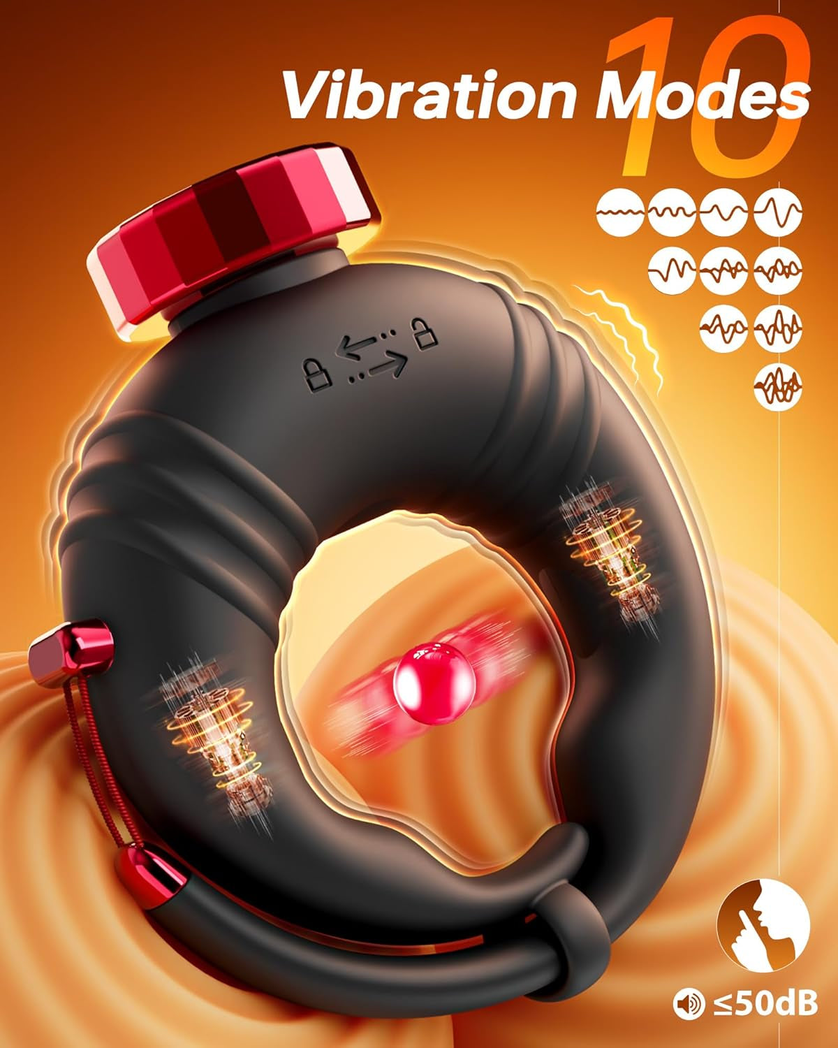 OpenBarrel Adjustable Vibrating Cock Ring – App Control, 10 Modes