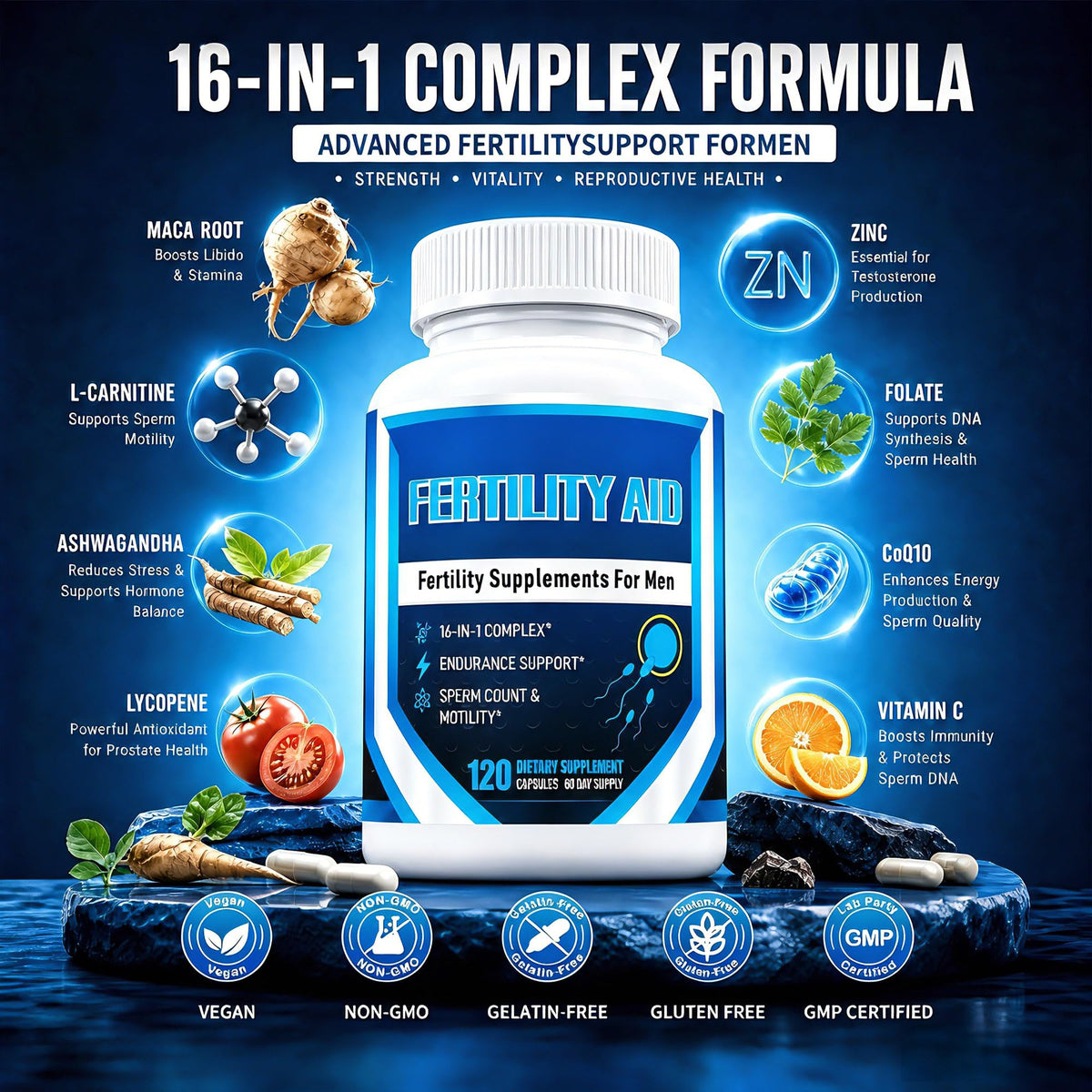 Male Fertility Supplement with CoQ10 & Maca | Ulvara