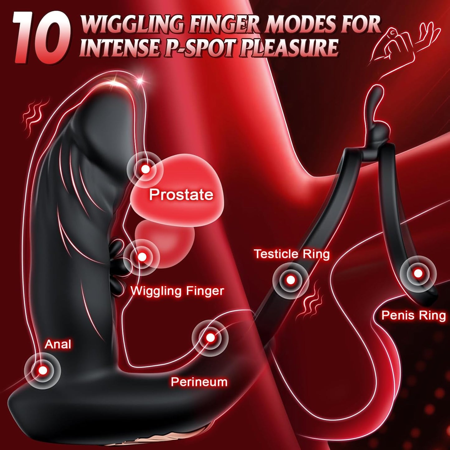 PhantomTouch Prostate Massager Cock Ring | 10 Flap + 10 Vibe