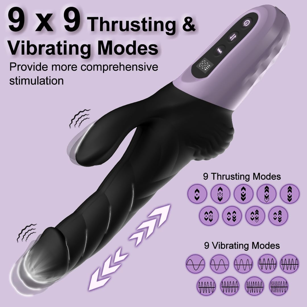 DeepRhythm Thrusting Rabbit Dildo Vibrator – 9 Thrust & 9 Vibrate