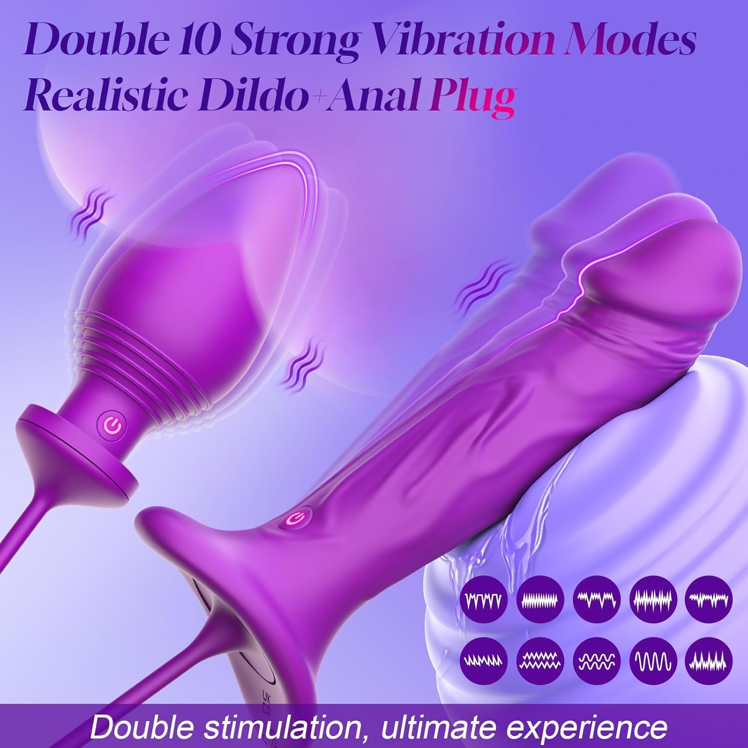 LureLock Dual-Ended Vibrating Dildo & Anal Plug Wand