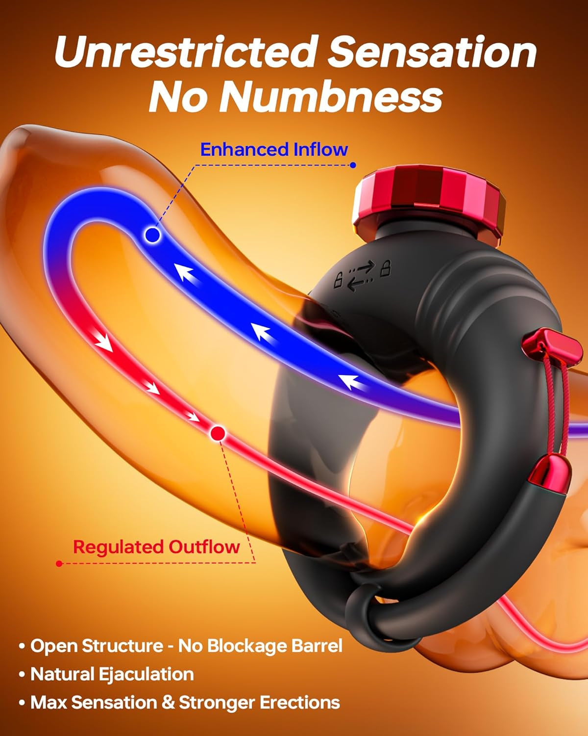 OpenBarrel Adjustable Vibrating Cock Ring – App Control, 10 Modes