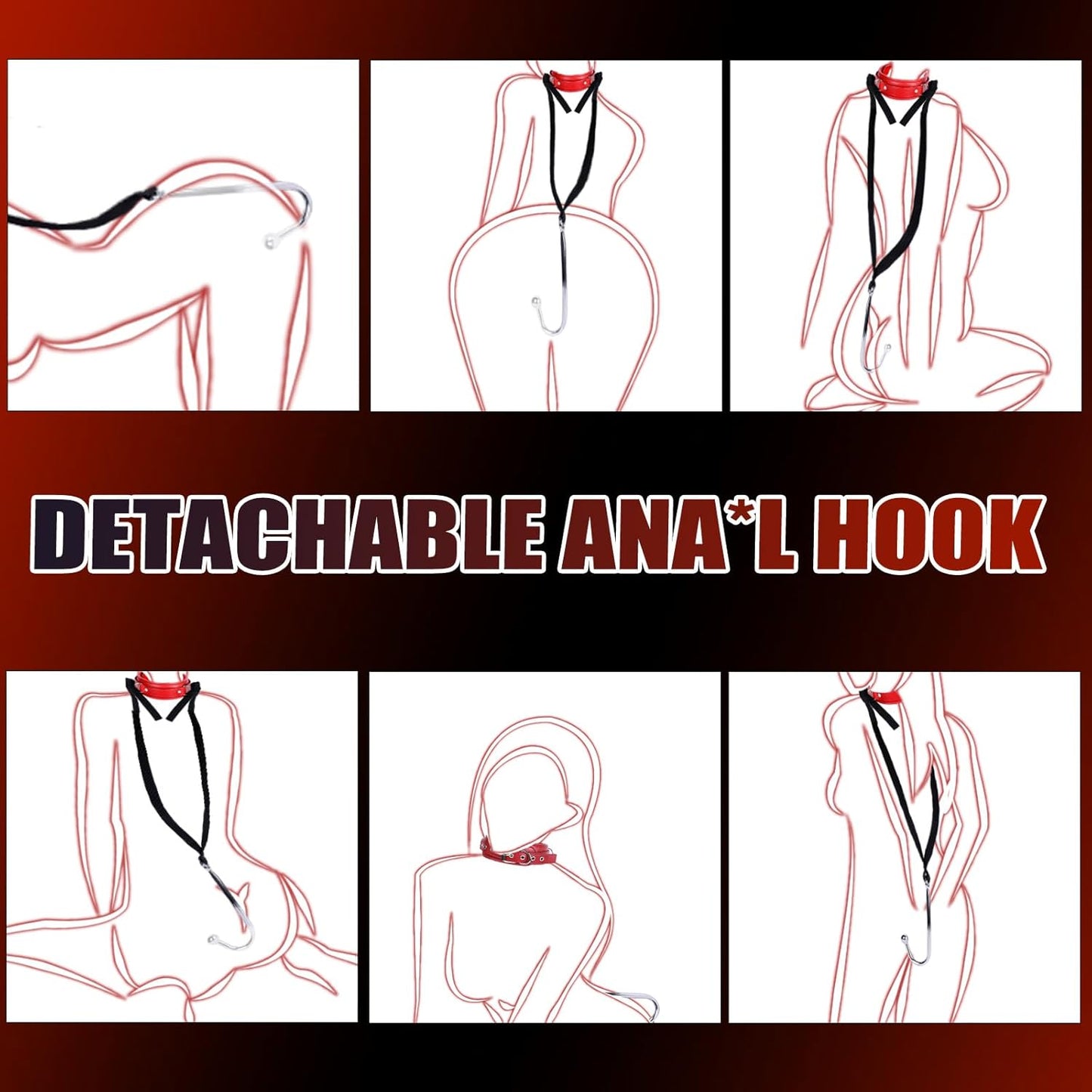 SteelTether BDSM Anal Hook Set – Leather Collar & Steel Trainer