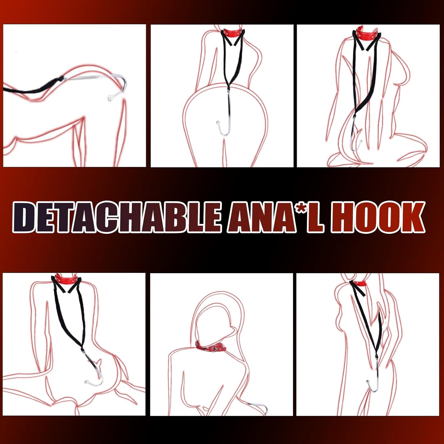 SteelTether BDSM Anal Hook Set – Leather Collar & Steel Trainer