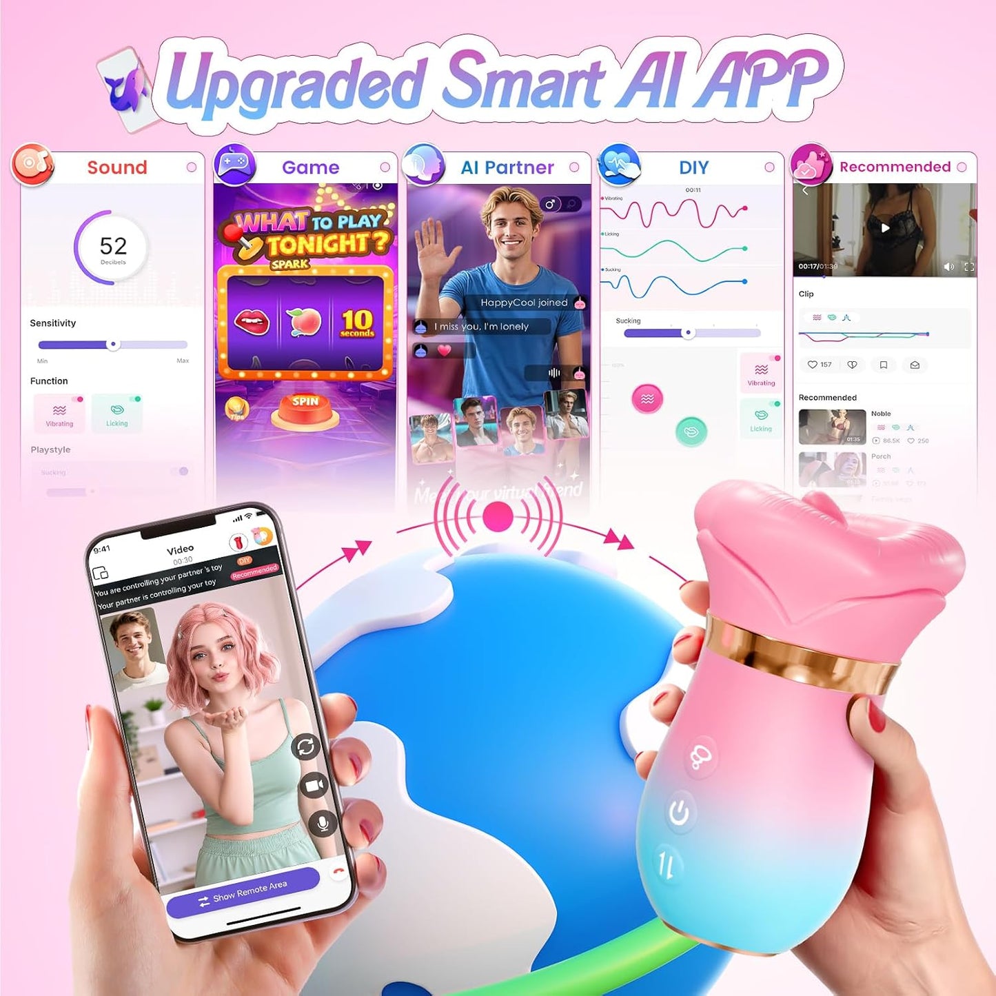 SilkTongue 5-in-1 AI Sync Sucking Vibrator | 10 Licking Modes, App