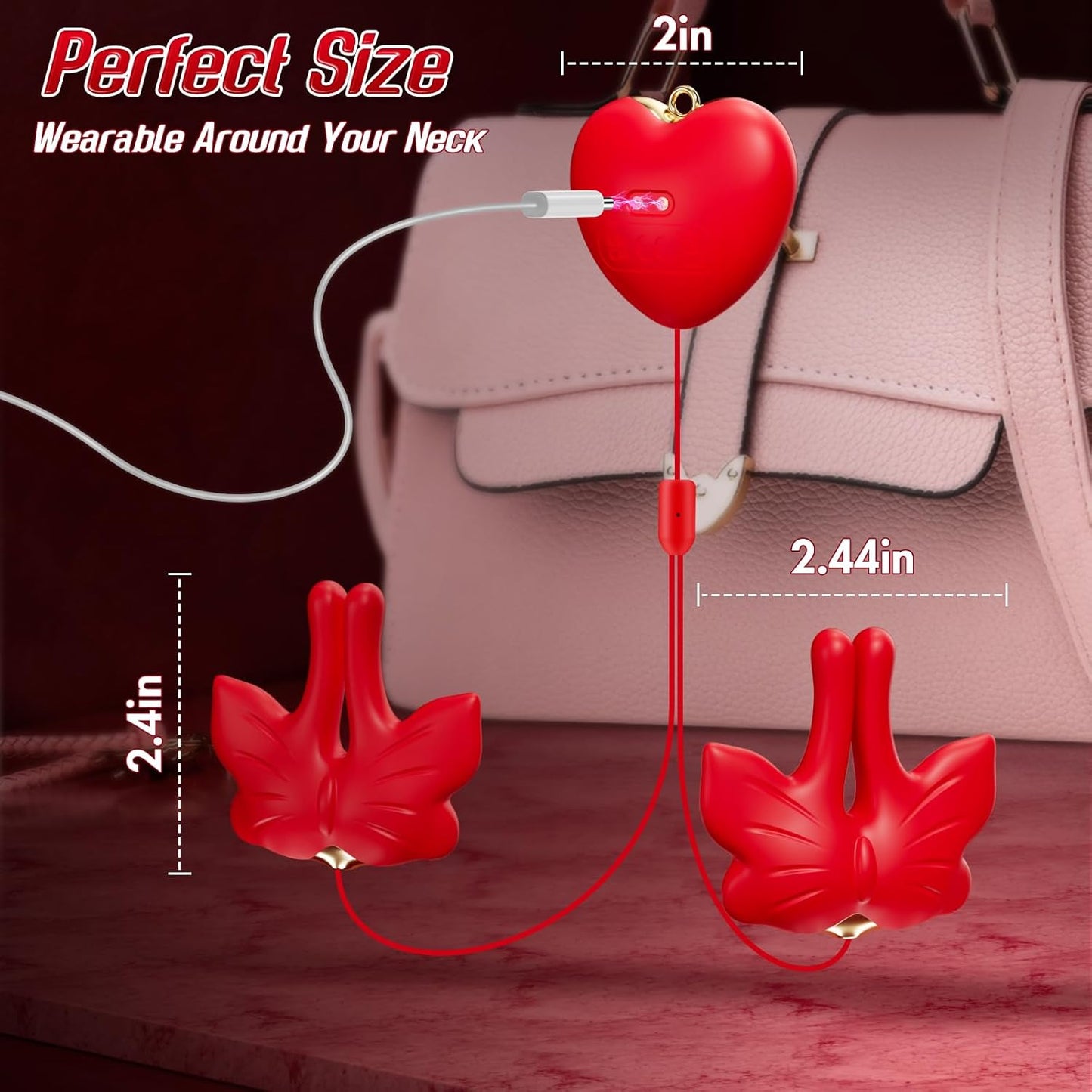 HeartTether Neck-Hanging Vibrating Nipple Clamps – 9 Modes