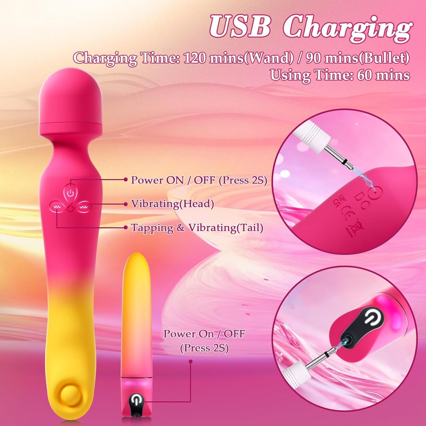 TapLuxe G-Spot Wand & Bullet Vibrator Set