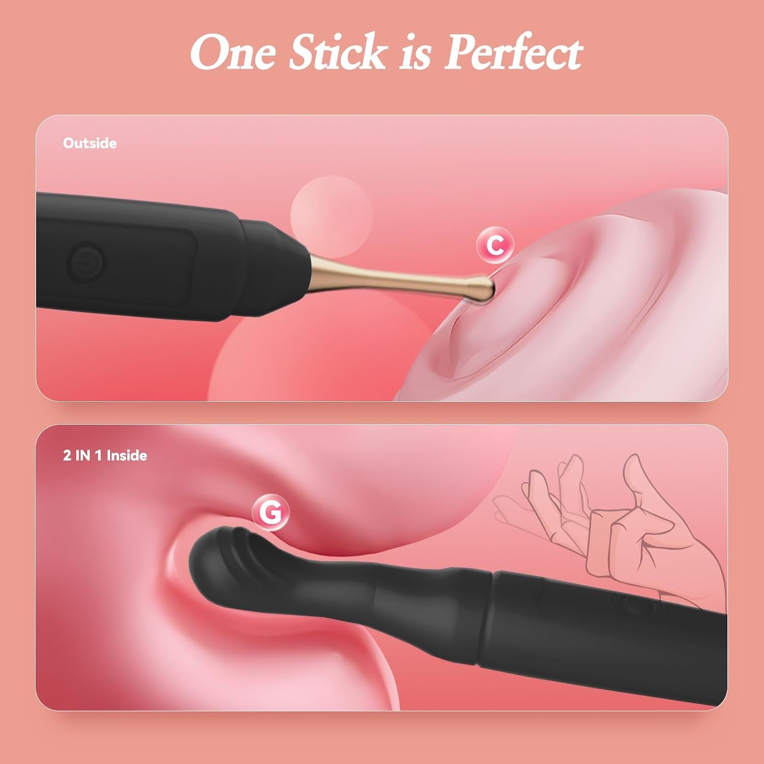 TripleHead 2-in-1 G-Spot Wand Vibrator – 3 Heads, 10 Modes