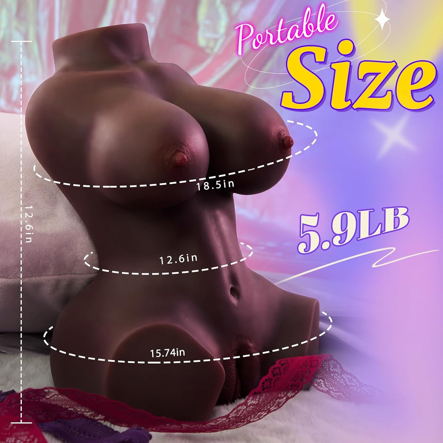OnyxBelle Realistic Torso Masturbator 3-in-1 Ebony Sex Doll