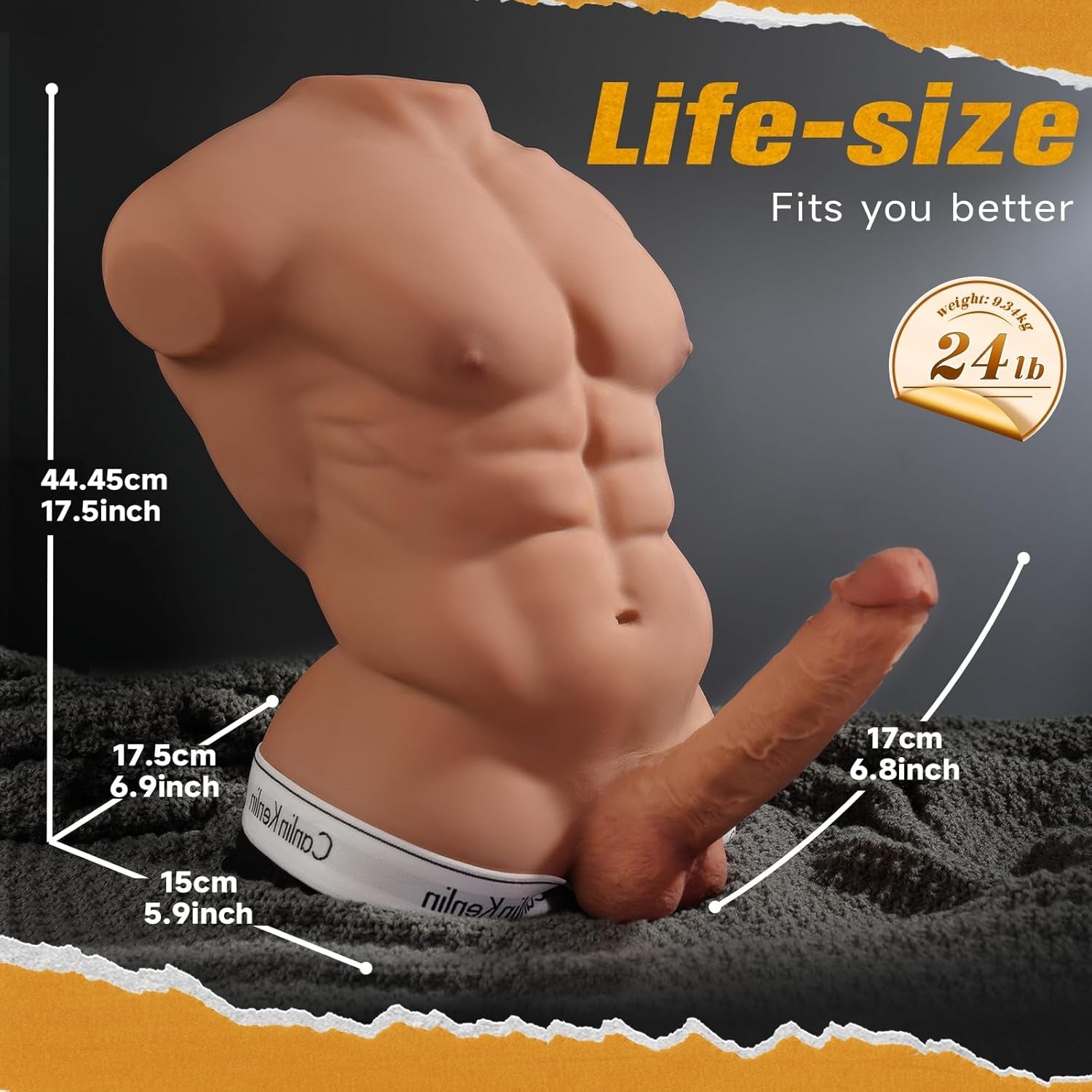 AdonisX Muscular Male Torso Sex Doll | 6.8" Realistic - Vixen Adult Playroom