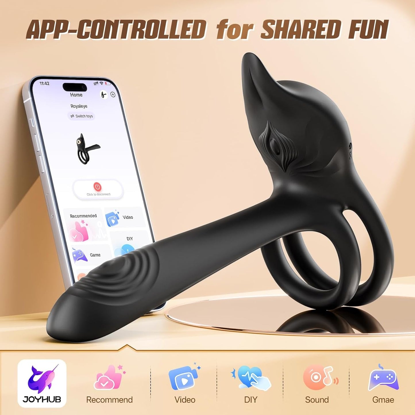 Adult Sex Toy Penis Ring - Dual Cock Ring with Rose Clit Stimulator & G Spot Vibrater, 10 Modes Mens Sex Toys for Women Couples Male, Silicone Cockring Penis Sleeve for Stronger Erection - Vixen | Nova Network