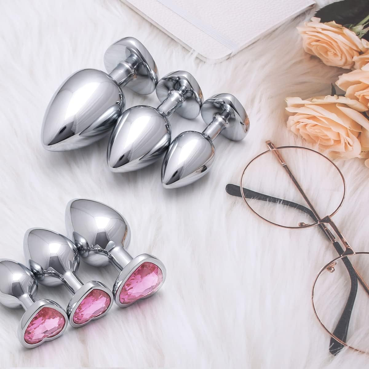 HeartGem 3-Piece Metal Heart Jewel Butt Plug Set
