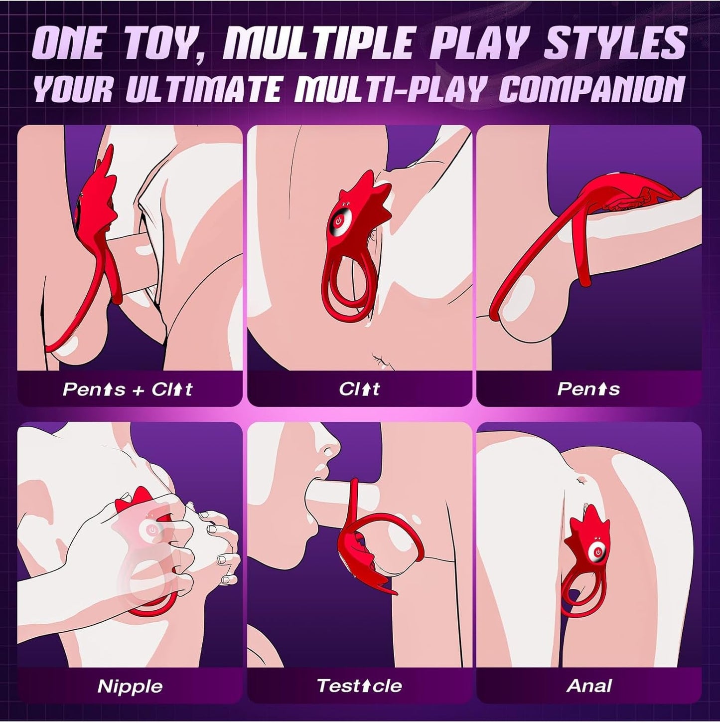 AiraRose AI Sync Rose Vibrating Couples Cock Ring - Vixen | Nova Network