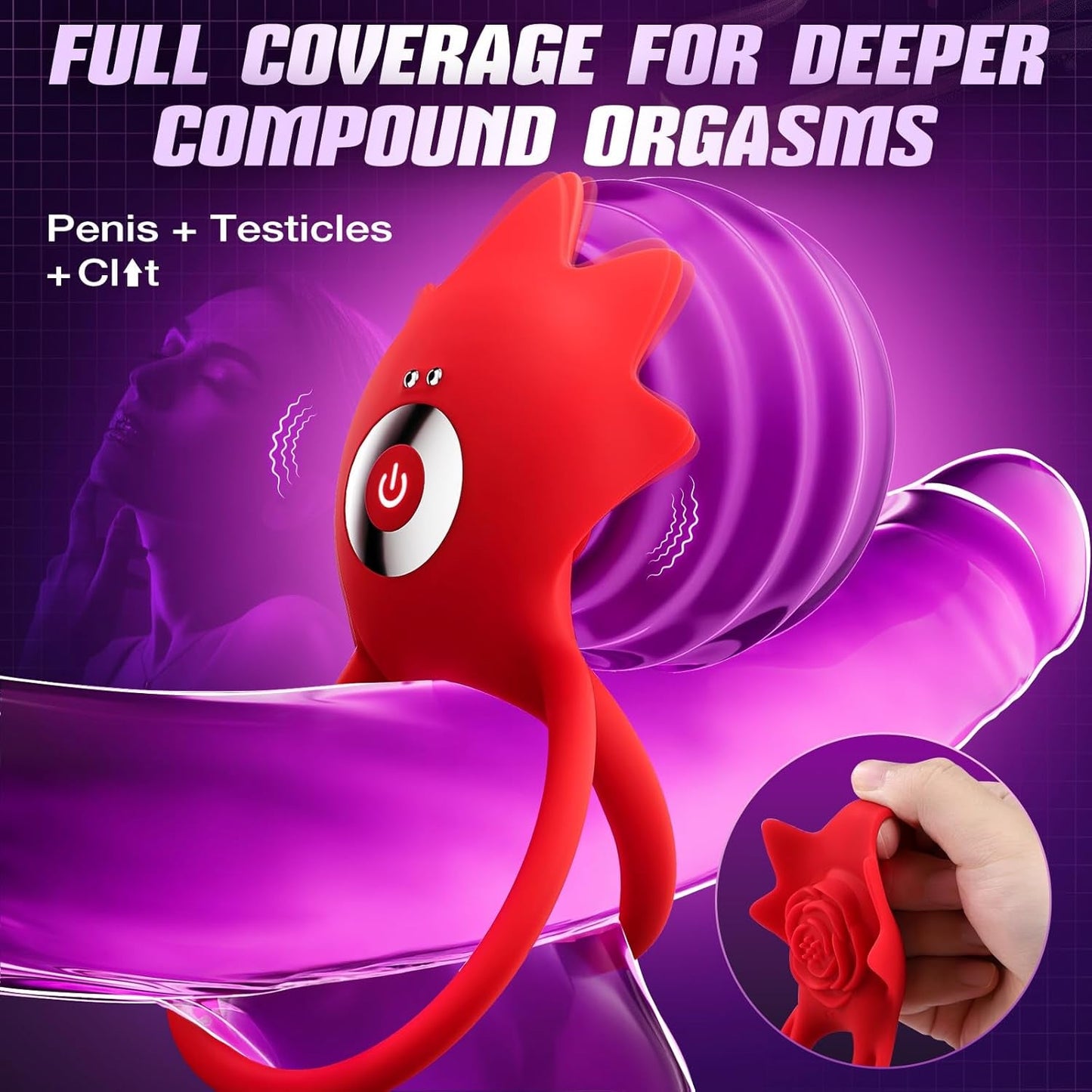 AiraRose AI Sync Rose Vibrating Couples Cock Ring - Vixen | Nova Network