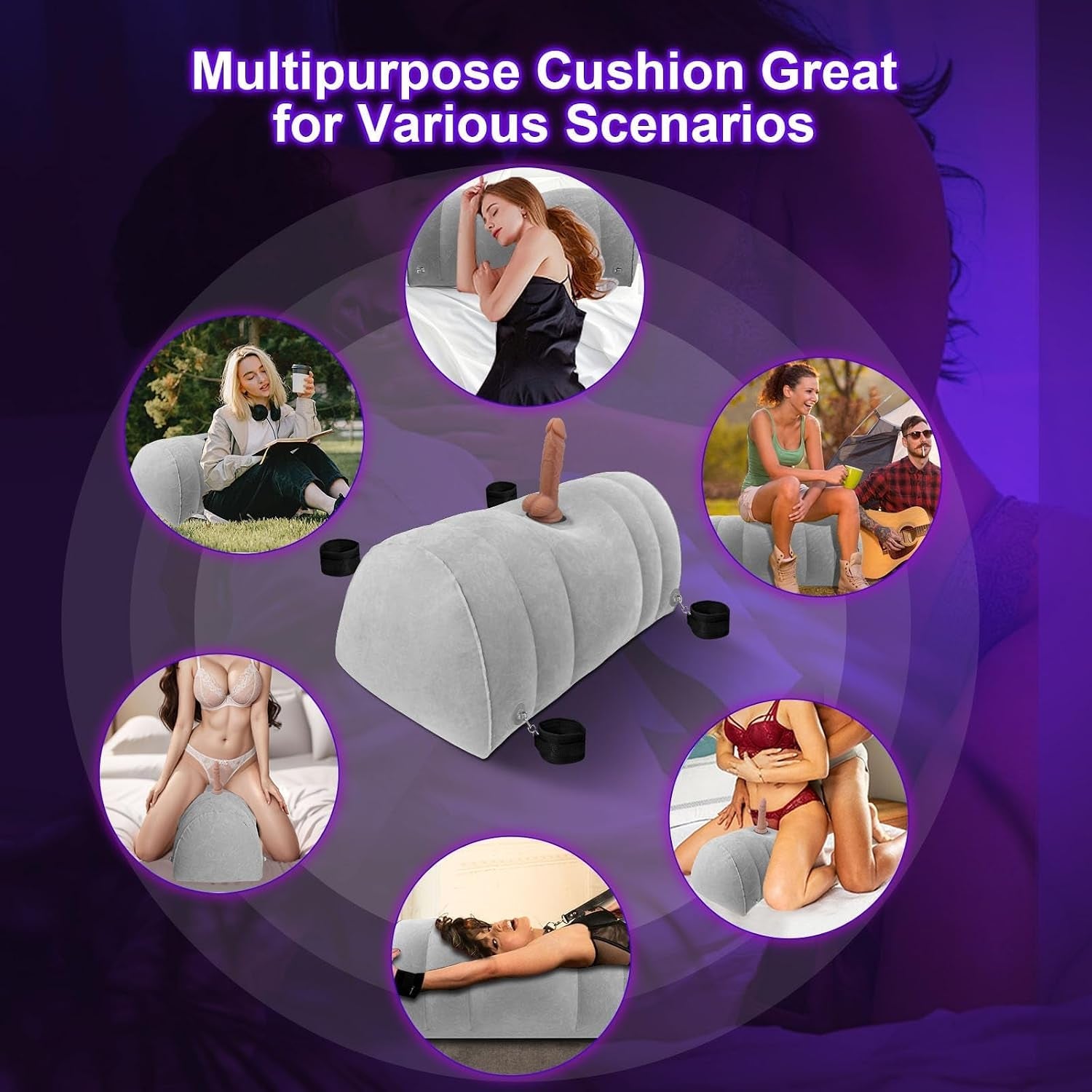 AirMount 3-in-1 Inflatable Sex Wedge | Dildo Mount & Cuffs - Vixen Adult Playroom