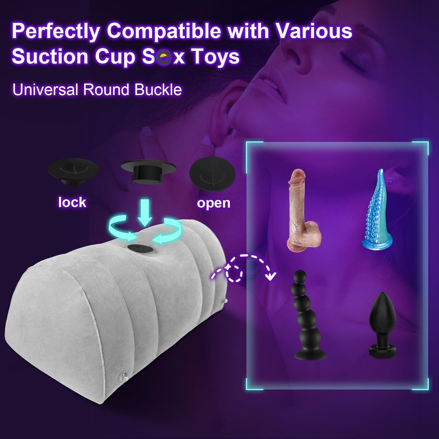 AirMount 3-in-1 Inflatable Sex Wedge | Dildo Mount & Cuffs - Vixen Adult Playroom