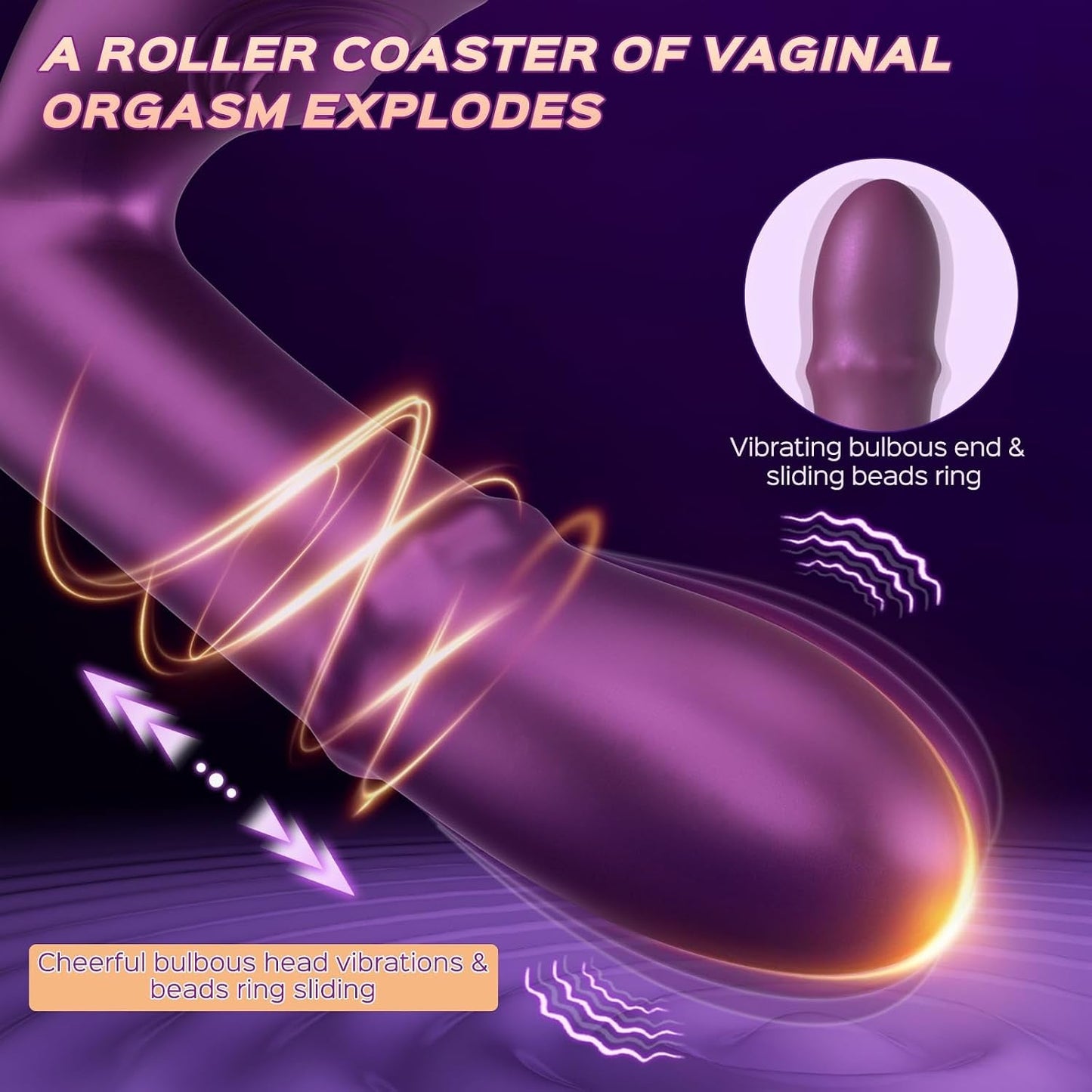 AmethystBead 3-in-1 Rabbit Vibrator – Vibrate, Tap & Thrust, 7 Modes - Vixen Adult Playroom