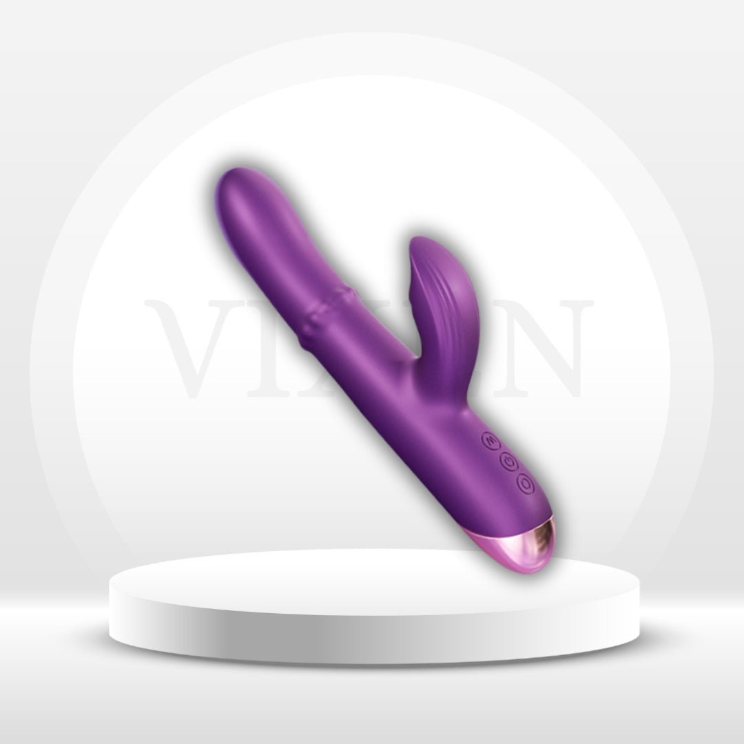 AmethystBead 3-in-1 Rabbit Vibrator – Vibrate, Tap & Thrust, 7 Modes - Vixen Adult Playroom