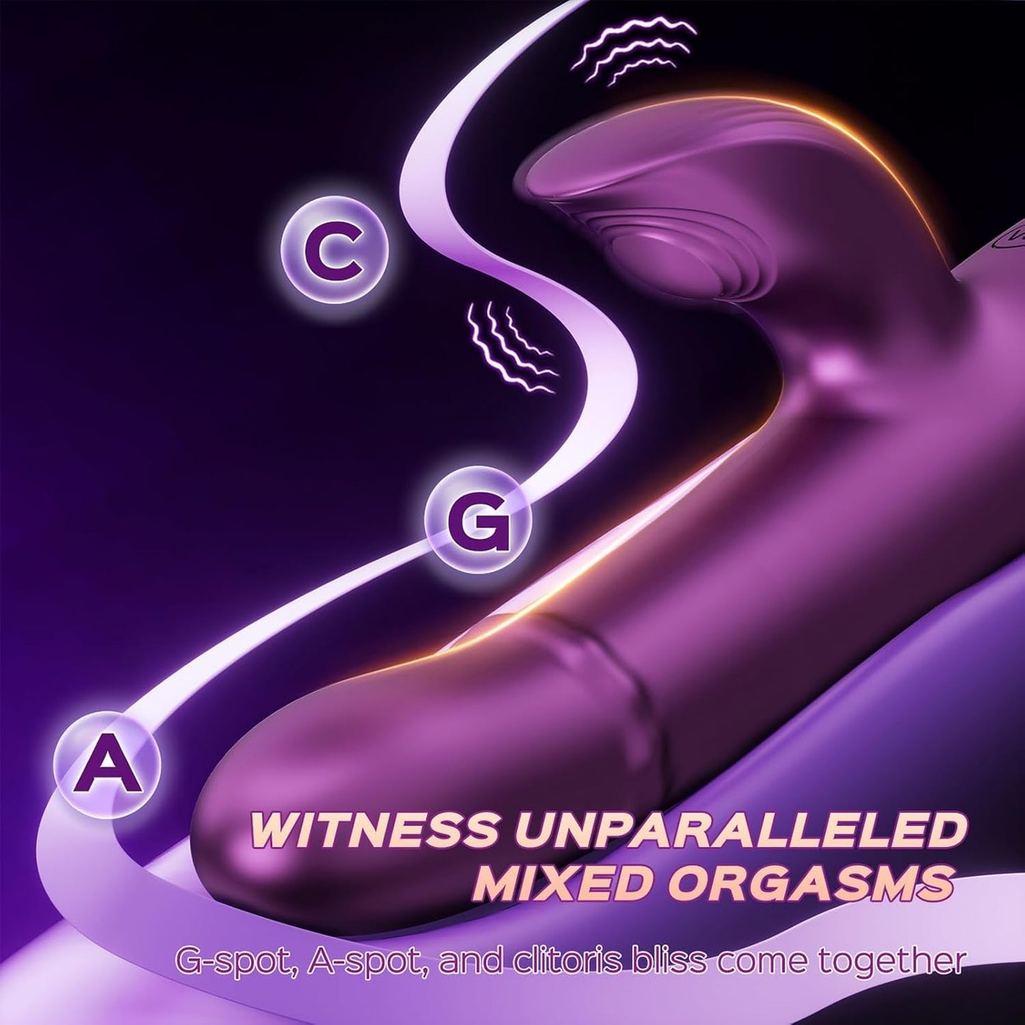 AmethystBead 3-in-1 Rabbit Vibrator – Vibrate, Tap & Thrust, 7 Modes - Vixen Adult Playroom