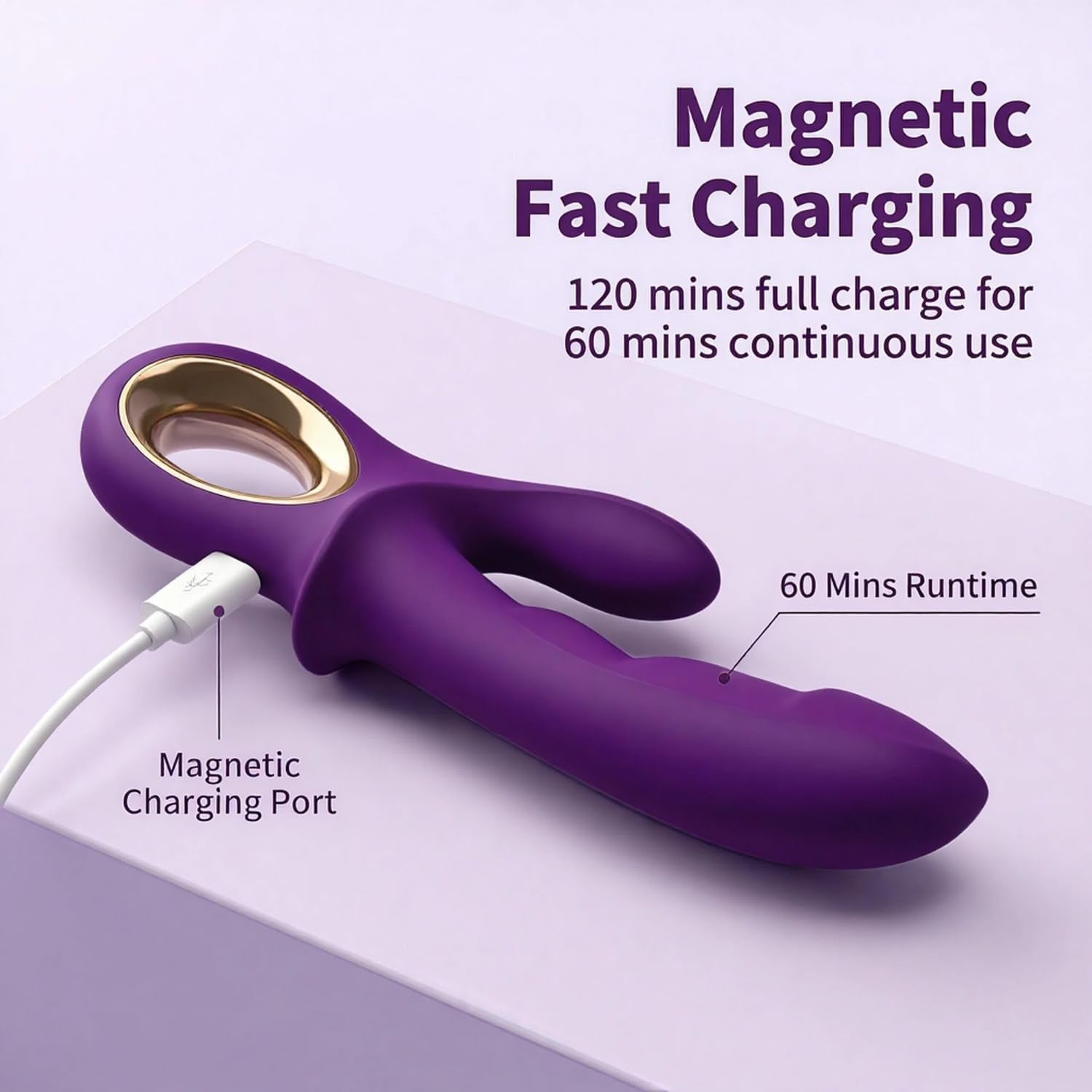 AmethystRush 2-in-1 G-Spot Rabbit Vibrator – 12 Modes - Vixen Adult Playroom