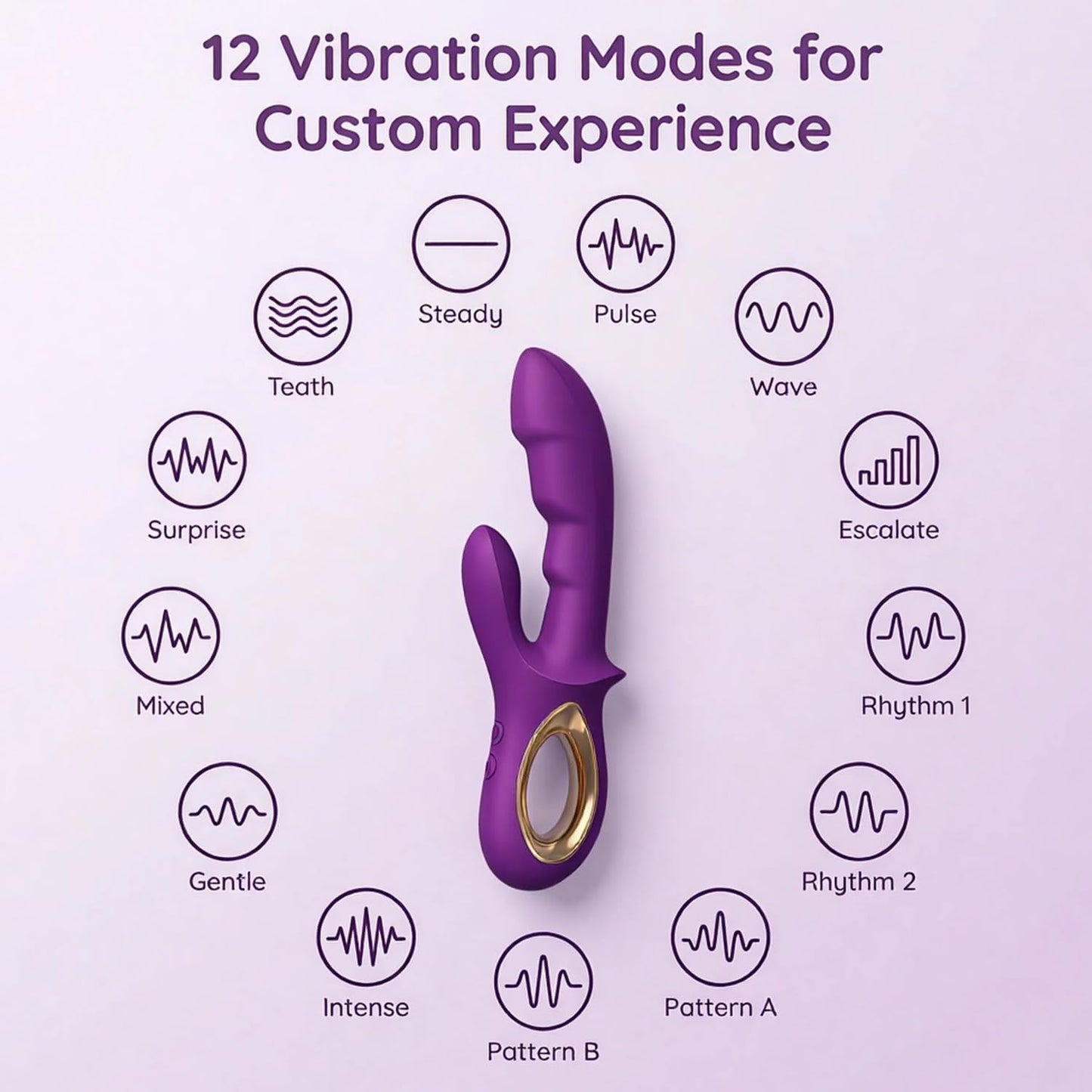 AmethystRush 2-in-1 G-Spot Rabbit Vibrator – 12 Modes - Vixen Adult Playroom