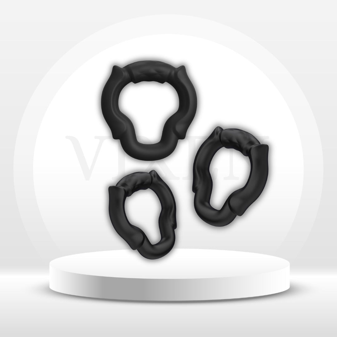 ApexCrown Open-Tip Cock Ring Set, 3 Sizes, Silicone - Vixen Adult Playroom