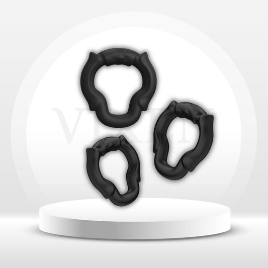 ApexCrown Open-Tip Cock Ring Set, 3 Sizes, Silicone - Vixen Adult Playroom