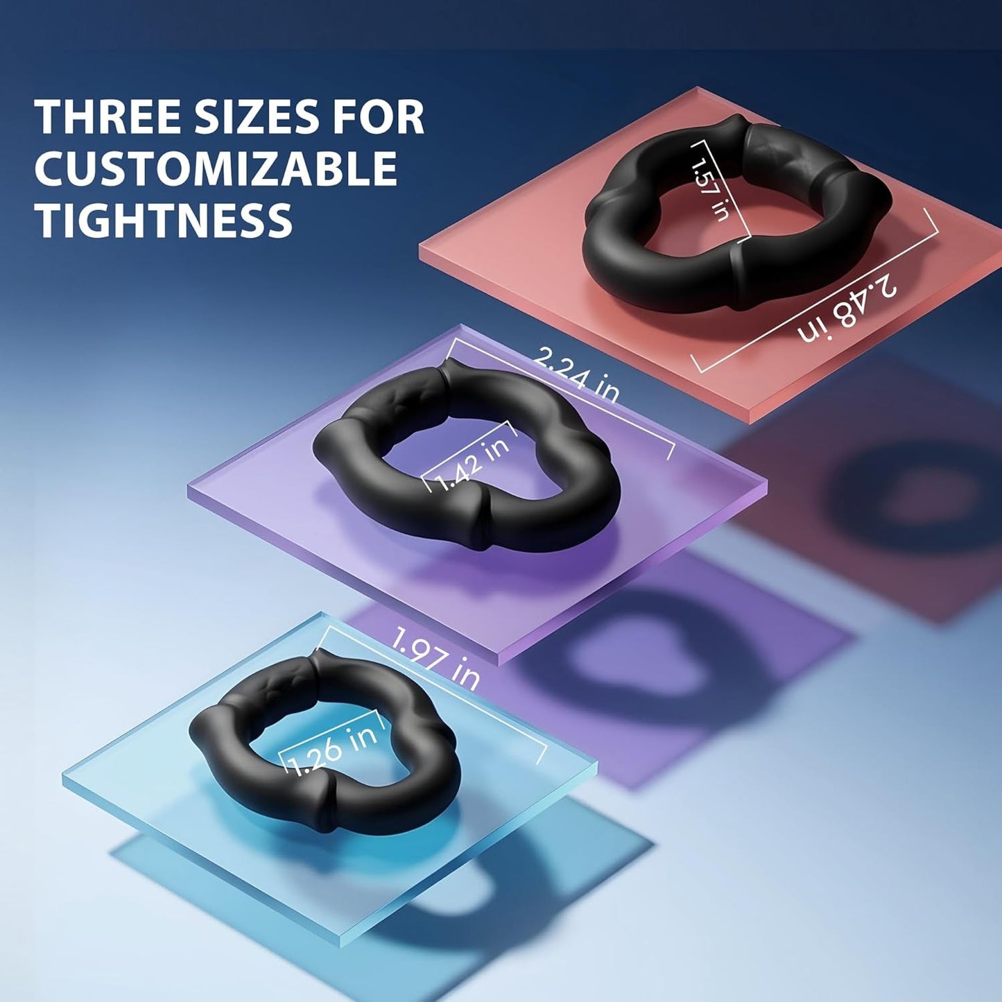 ApexCrown Open-Tip Cock Ring Set, 3 Sizes, Silicone - Vixen Adult Playroom