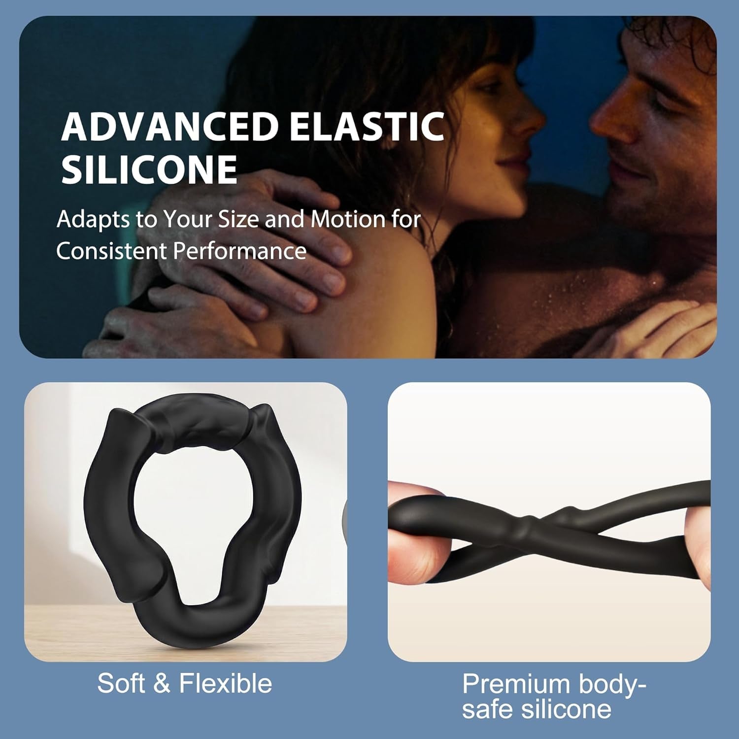 ApexCrown Open-Tip Cock Ring Set, 3 Sizes, Silicone - Vixen Adult Playroom