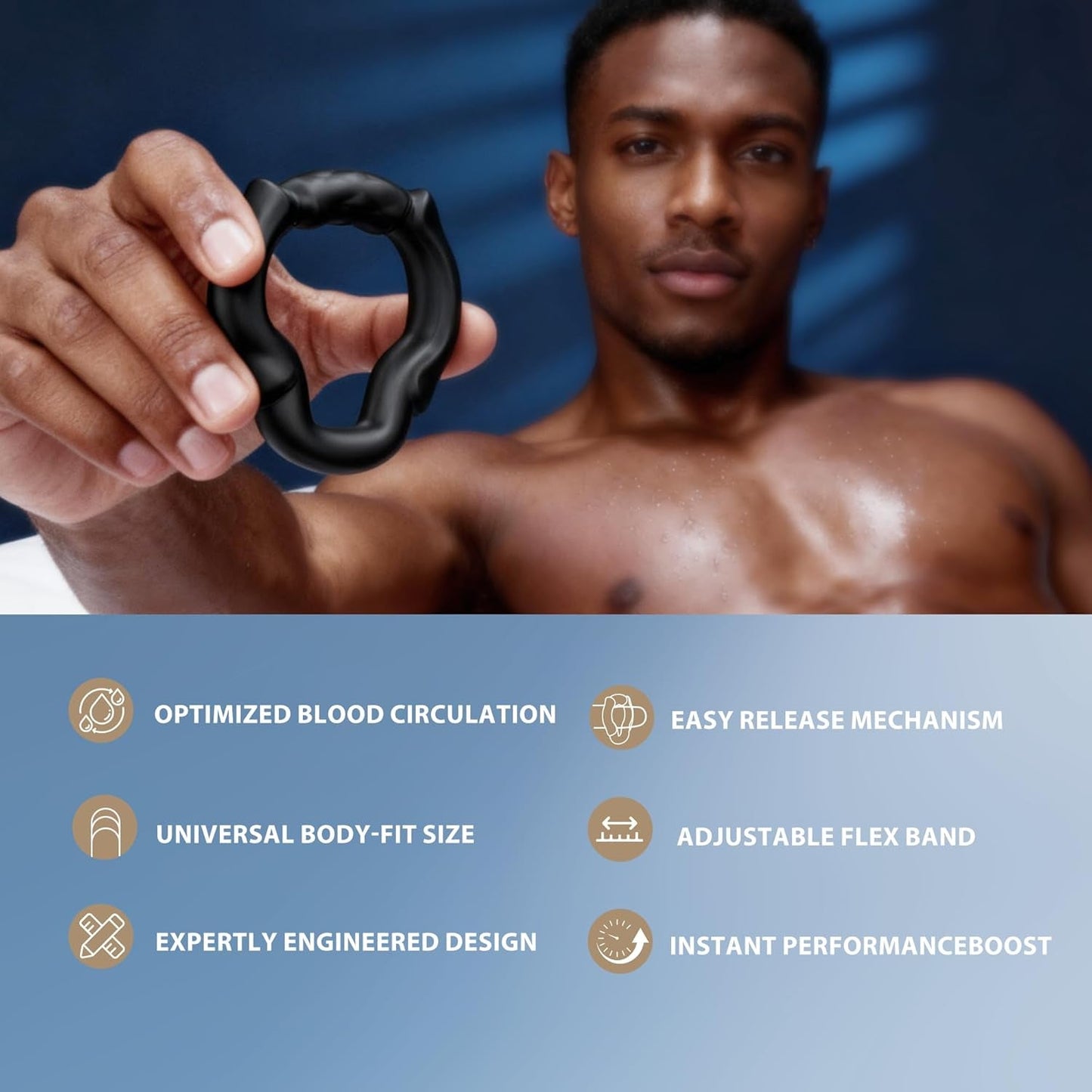 ApexCrown Open-Tip Cock Ring Set, 3 Sizes, Silicone - Vixen Adult Playroom