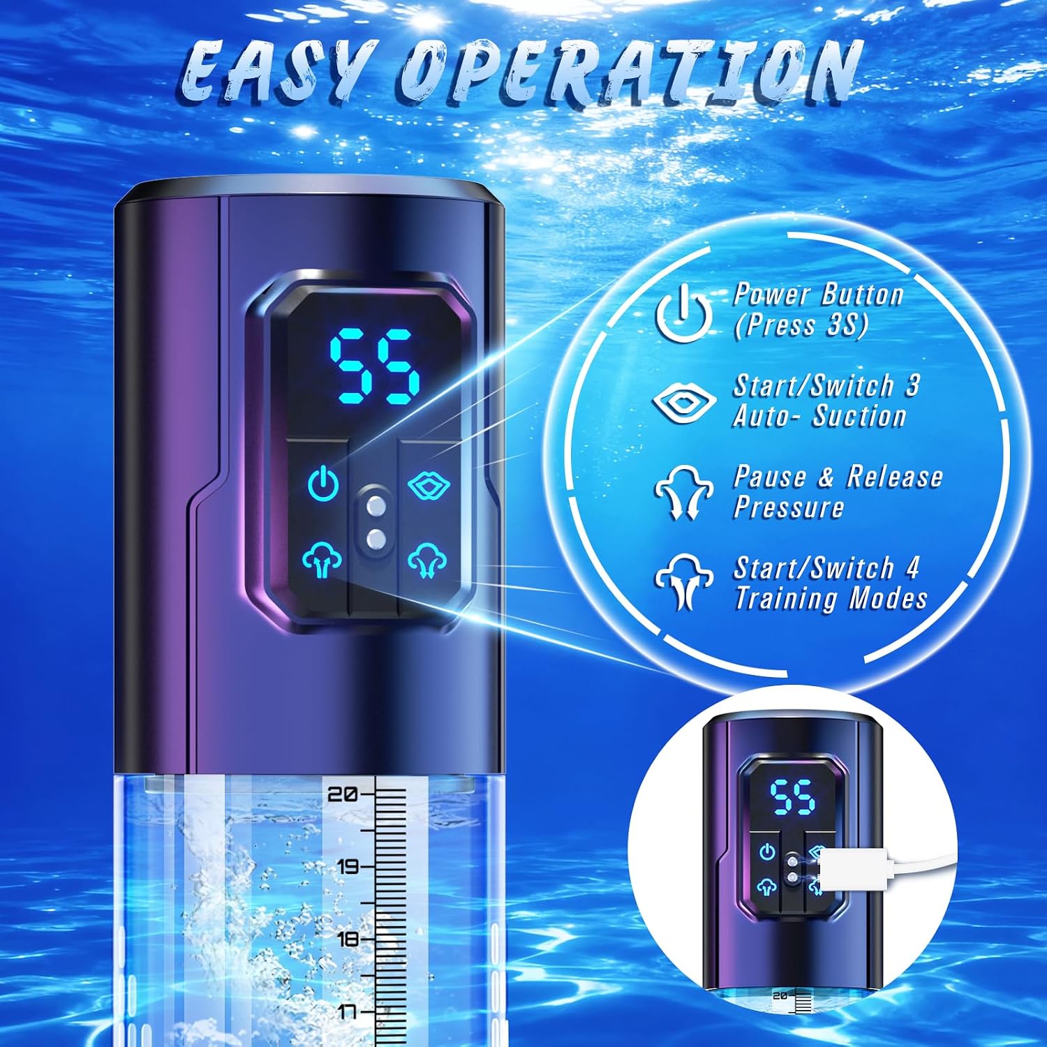 AquaVault 2-in-1 Penis Pump & Stroker | IPX7 Waterproof - Vixen Adult Playroom