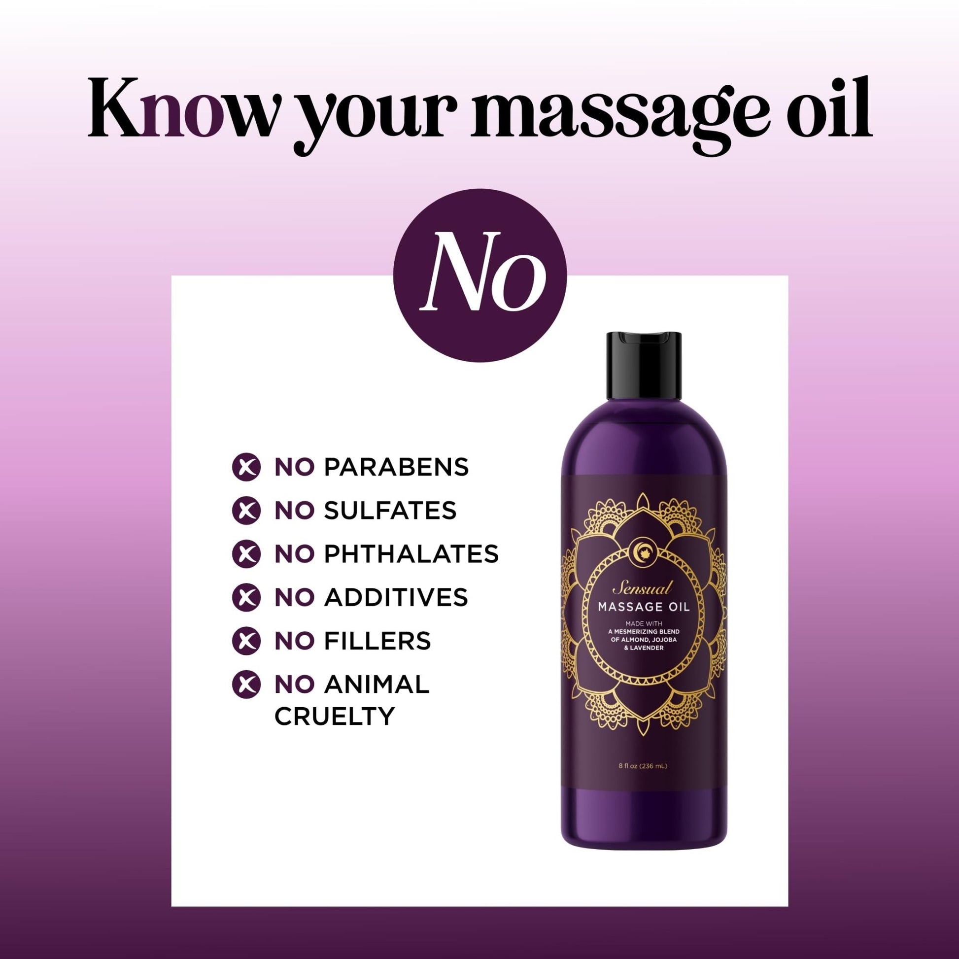 Aromatherapy Sensual Massage Oil for Couples - Relaxing Lavender Massaging Oil for Massage Therapy with Vitamin E Jojoba & Sweet Almond - Naturally Scented Vegan Non GMO & Gluten Free (8 Fl Oz) - Vixen | Nova Network