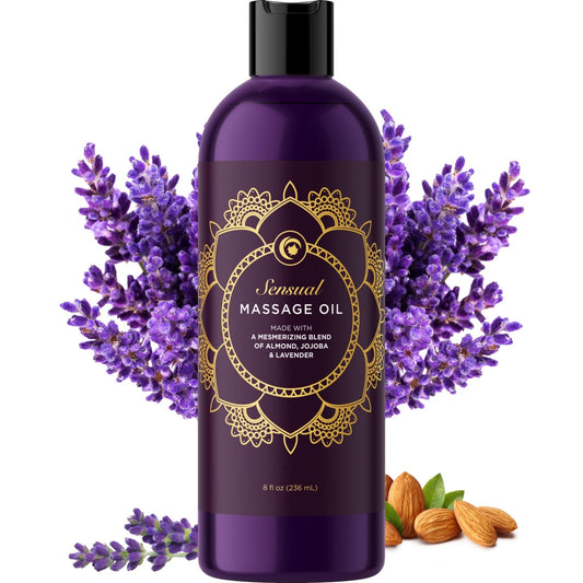 Aromatherapy Sensual Massage Oil for Couples - Relaxing Lavender Massaging Oil for Massage Therapy with Vitamin E Jojoba & Sweet Almond - Naturally Scented Vegan Non GMO & Gluten Free (8 Fl Oz) - Vixen | Nova Network