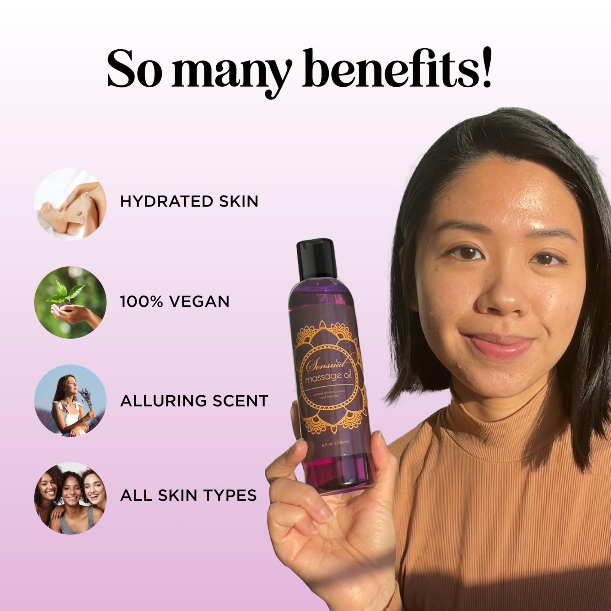 Aromatherapy Sensual Massage Oil for Couples - Relaxing Lavender Massaging Oil for Massage Therapy with Vitamin E Jojoba & Sweet Almond - Naturally Scented Vegan Non GMO & Gluten Free (8 Fl Oz) - Vixen | Nova Network