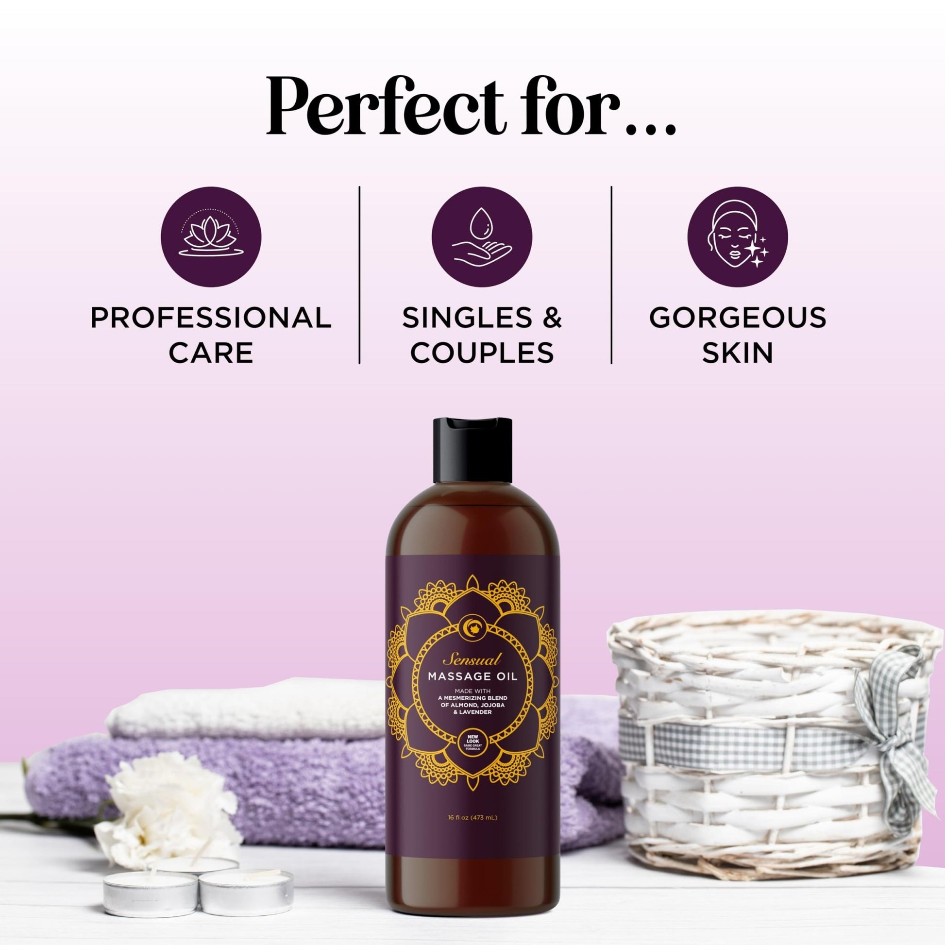 Aromatherapy Sensual Massage Oil for Couples - Relaxing Lavender Massaging Oil for Massage Therapy with Vitamin E Jojoba & Sweet Almond - Naturally Scented Vegan Non GMO & Gluten Free (16 Fl Oz) - Vixen | Nova Network