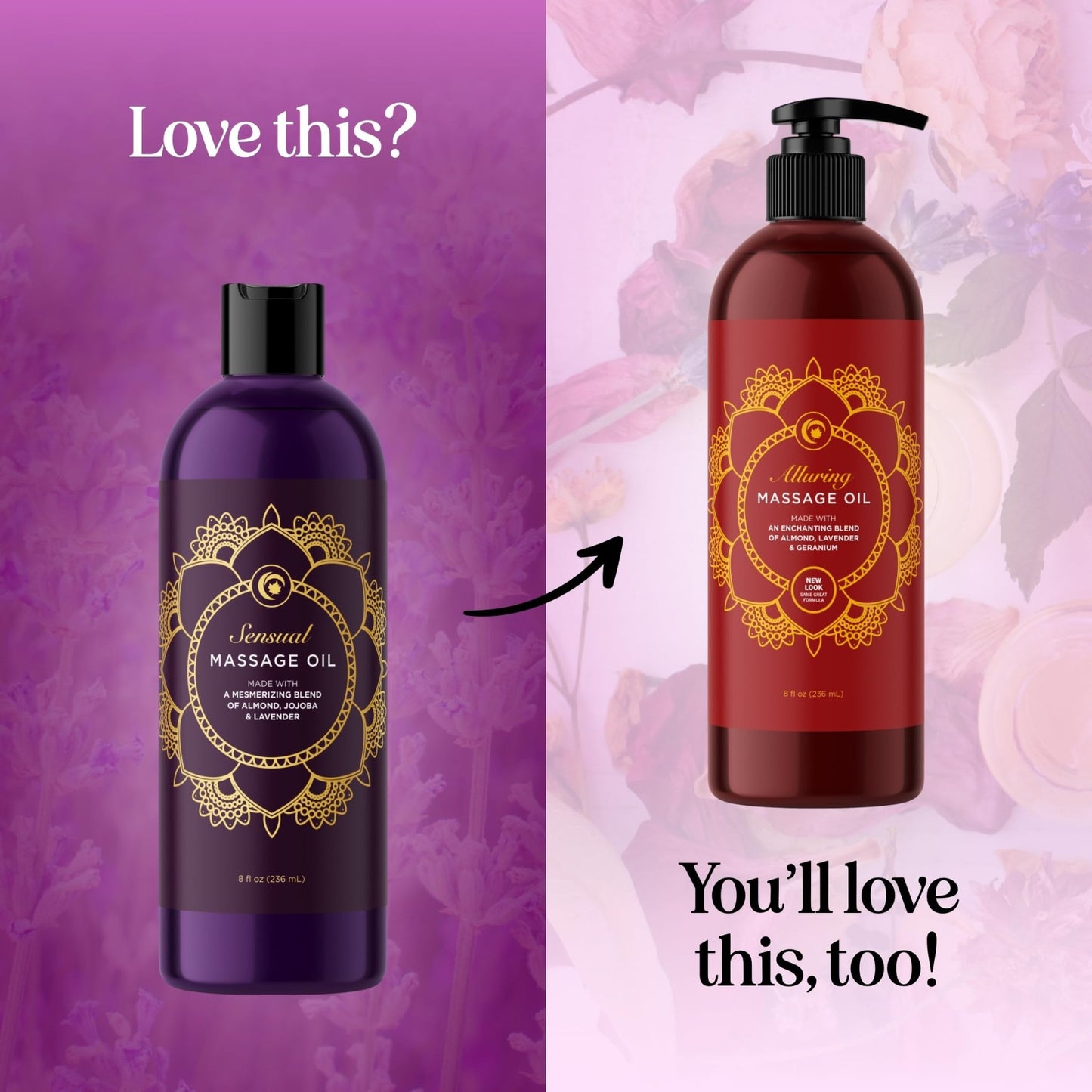 Aromatherapy Sensual Massage Oil for Couples - Relaxing Lavender Massaging Oil for Massage Therapy with Vitamin E Jojoba & Sweet Almond - Naturally Scented Vegan Non GMO & Gluten Free (8 Fl Oz) - Vixen | Nova Network
