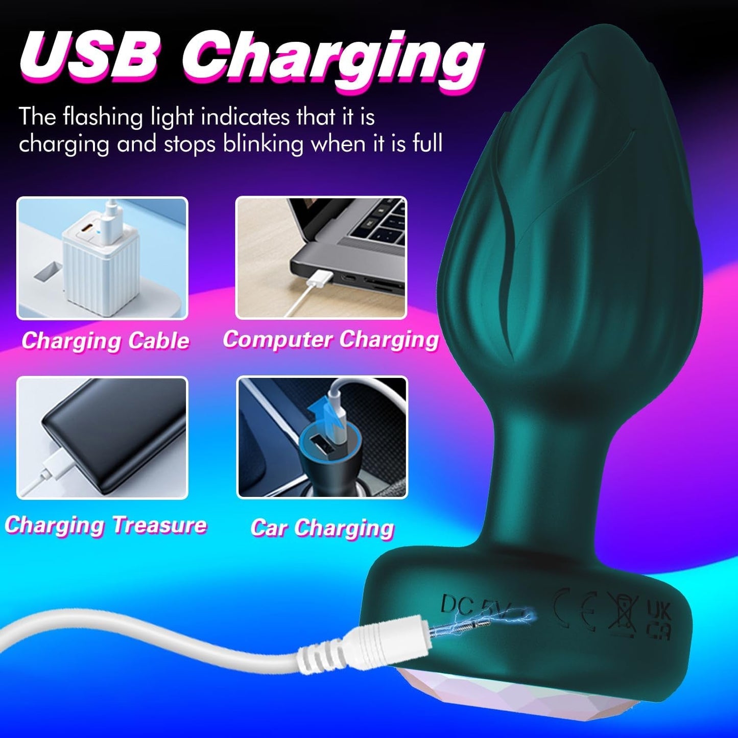 AuroraPlug LED Light-Up Vibrating Butt Plug 10 Modes - Vixen | Nova Network