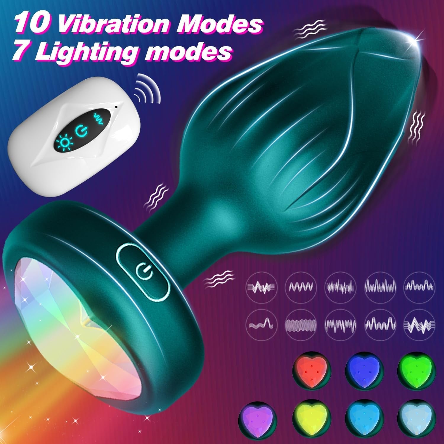AuroraPlug LED Light-Up Vibrating Butt Plug 10 Modes - Vixen | Nova Network
