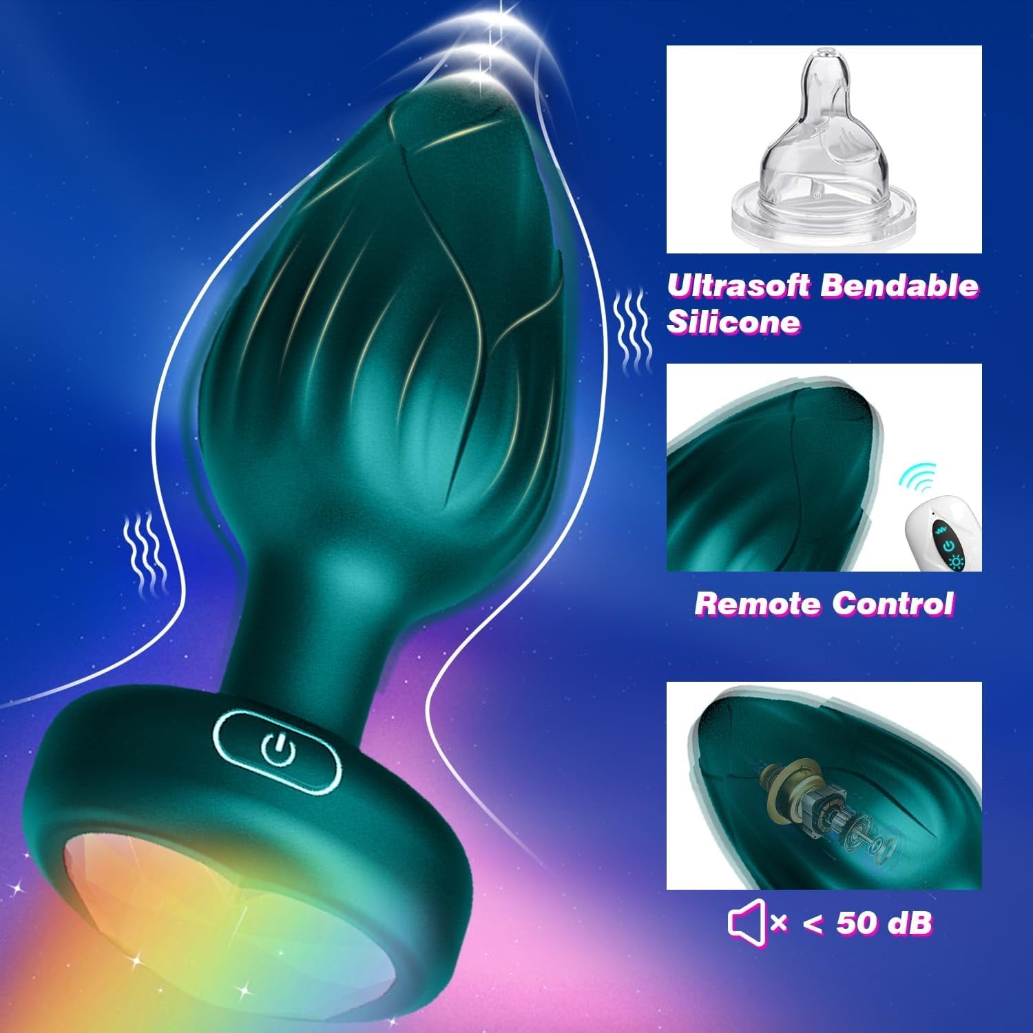AuroraPlug LED Light-Up Vibrating Butt Plug 10 Modes - Vixen | Nova Network