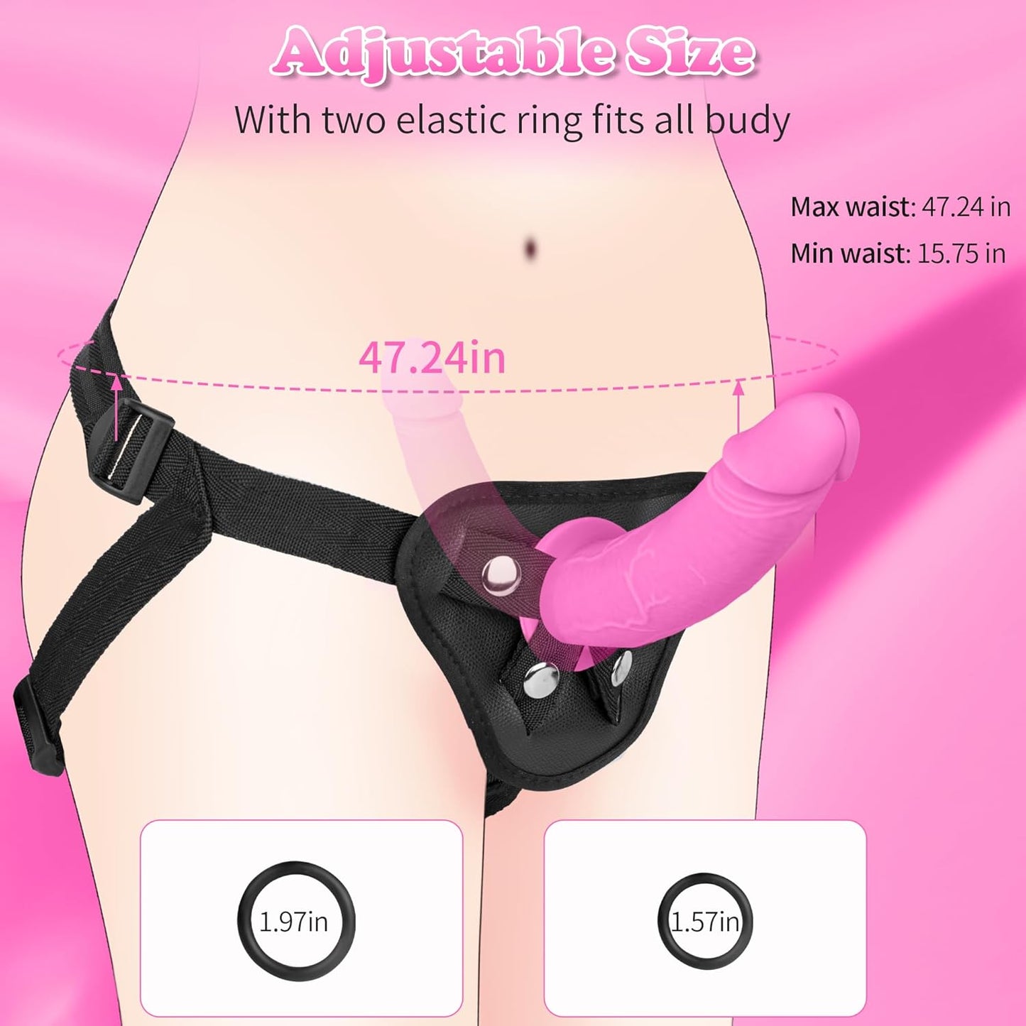 BlushDuo Double Ended Dildo Strap-On Adjustable Harness