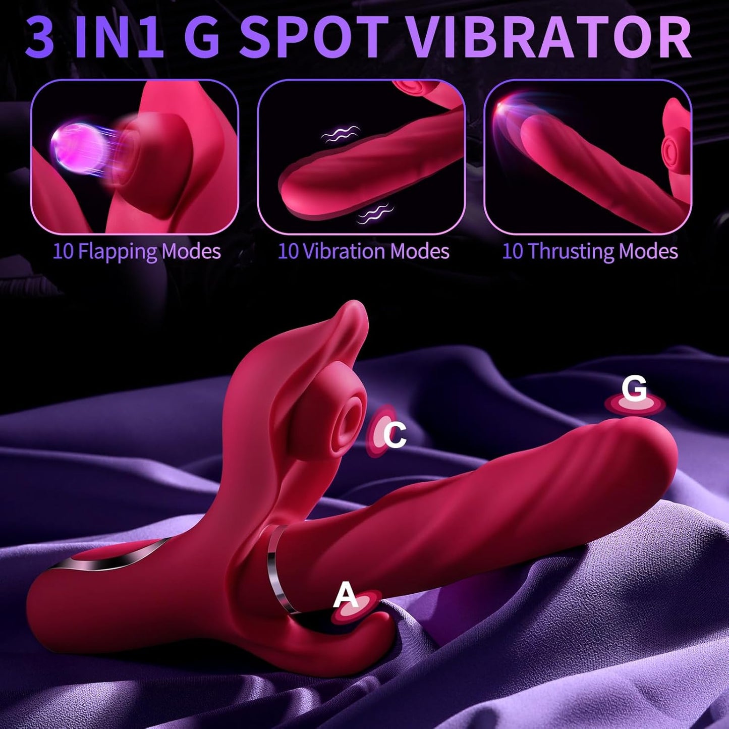 TripleRush 4-in-1 Thrusting Rabbit Vibrator – Suck, Thrust, Vibe