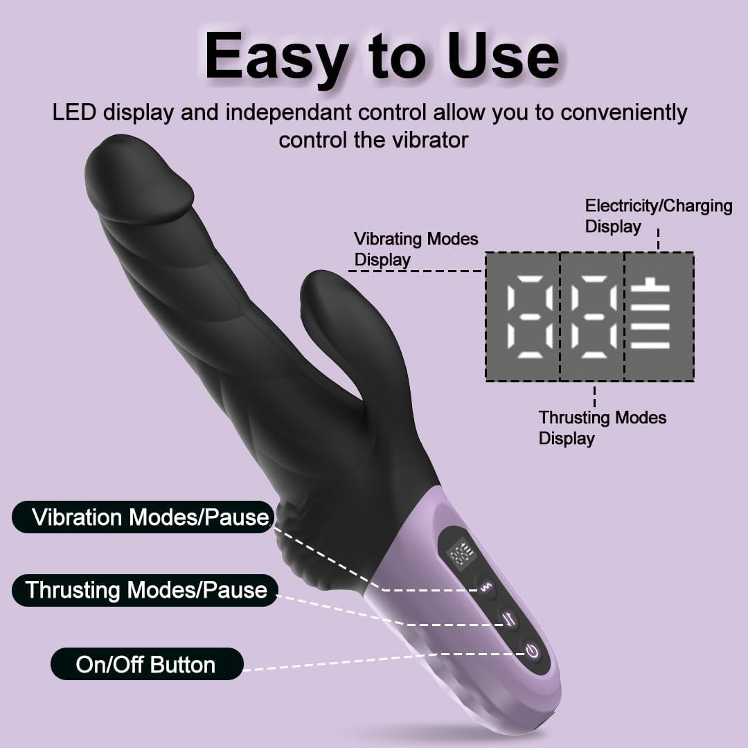 DeepRhythm Thrusting Rabbit Dildo Vibrator – 9 Thrust & 9 Vibrate