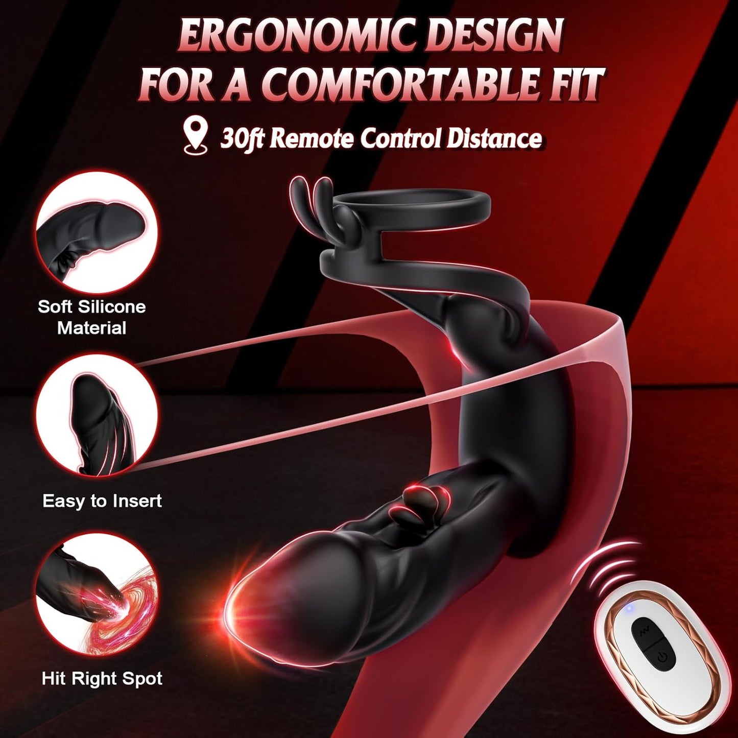 PhantomTouch Prostate Massager Cock Ring | 10 Flap + 10 Vibe