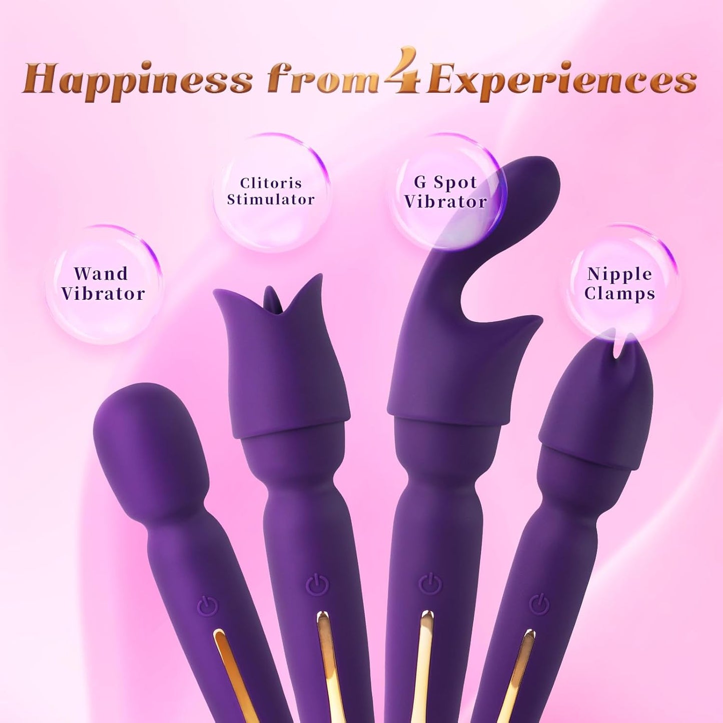 SilentCrown 4-in-1 Wand Vibrator Kit | 3 Attachments